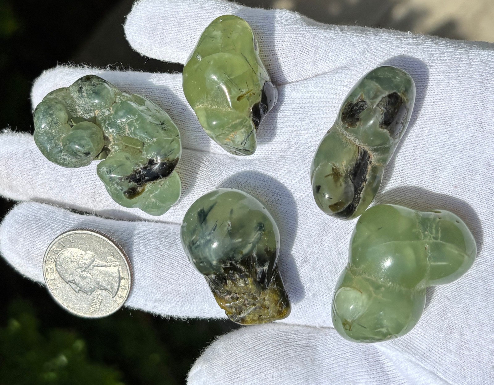 USA SALE 120g LOT 5 PREHNITE & EPIDOTE BOTRYOIDAL TUMBLES TUMBLE STONE STONES