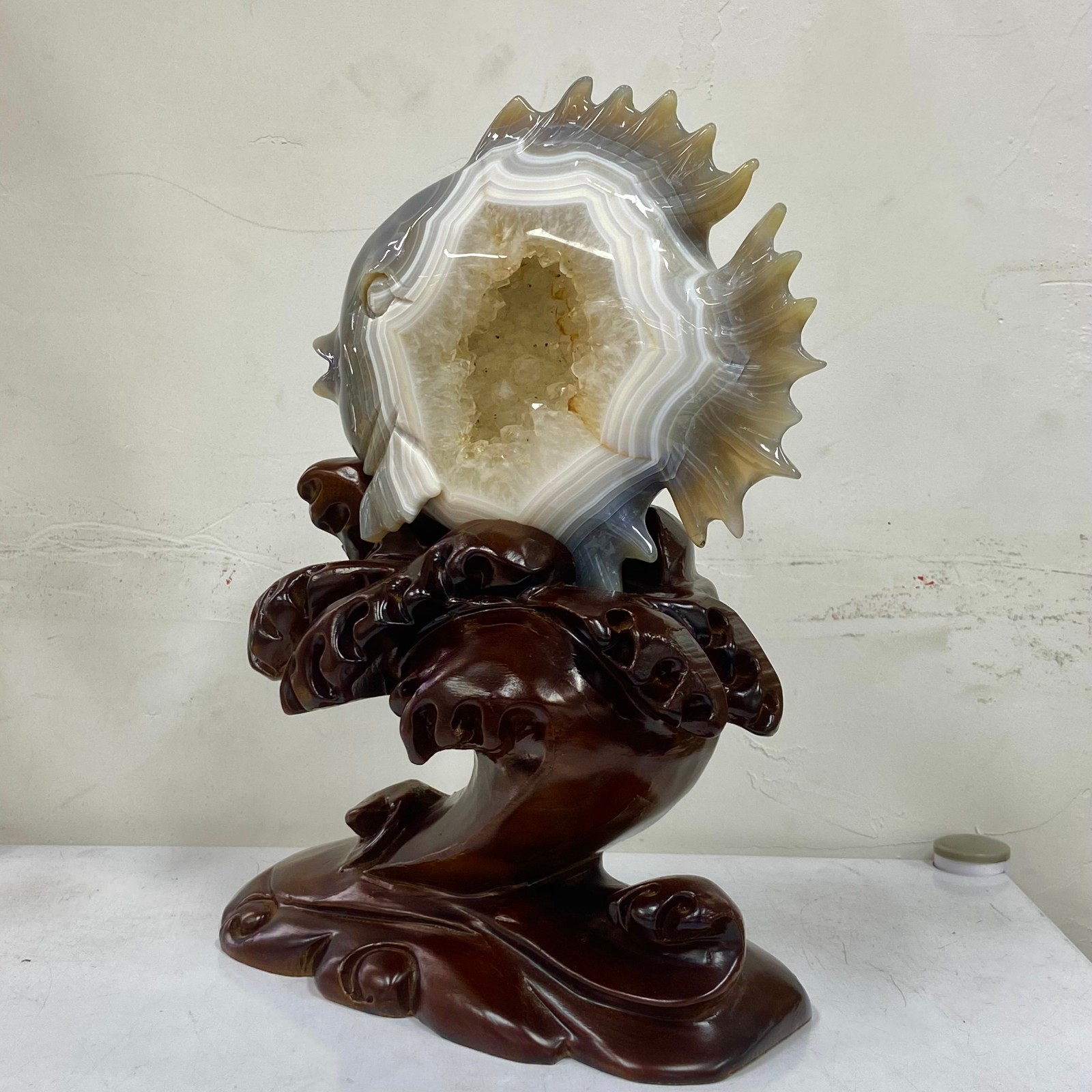 3.5LB Rare Natural Uruguay Amethyst Geode Quartz Crystal agate Carved Dragon