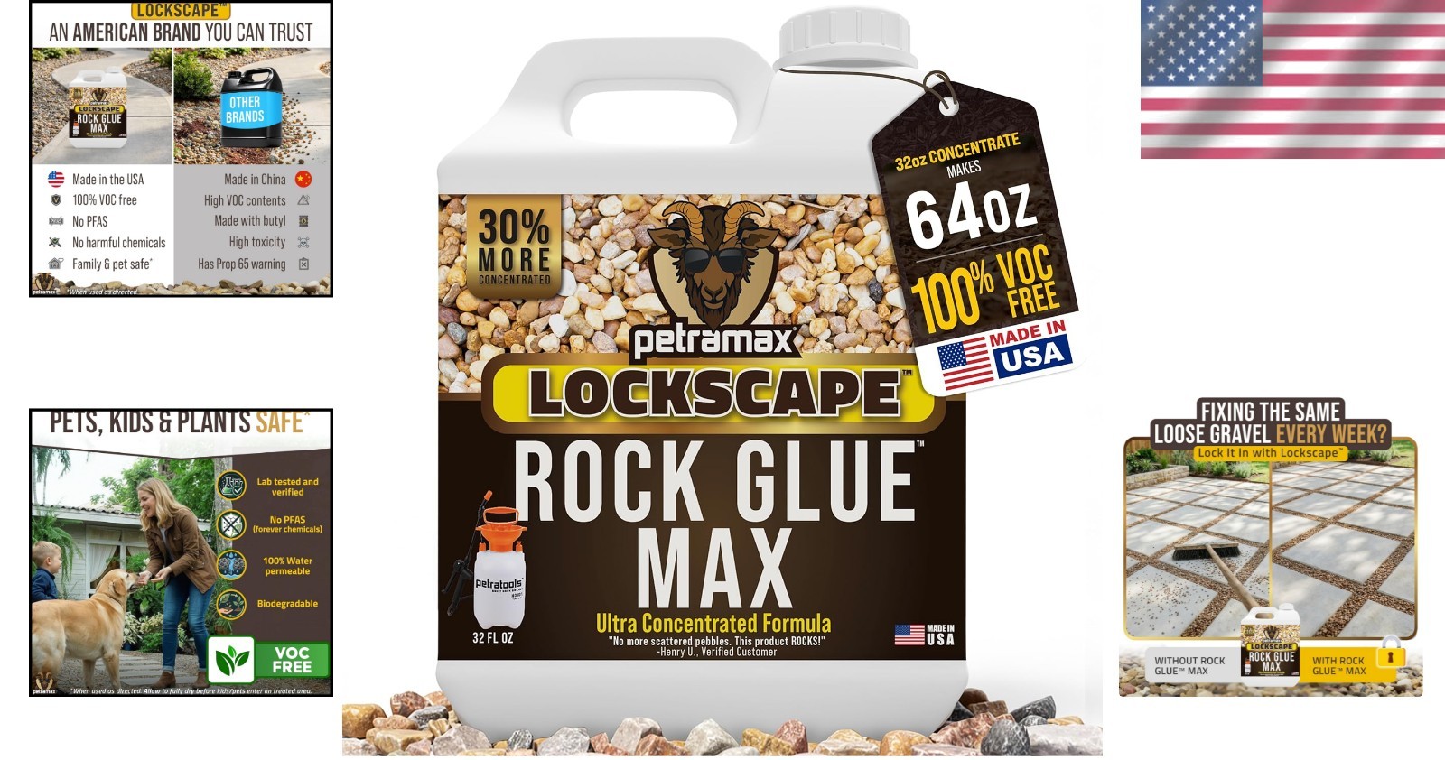 Superior 32 Oz Rock Glue – Effective Gravel & Mulch Stabilizer, Pet Safe Formula