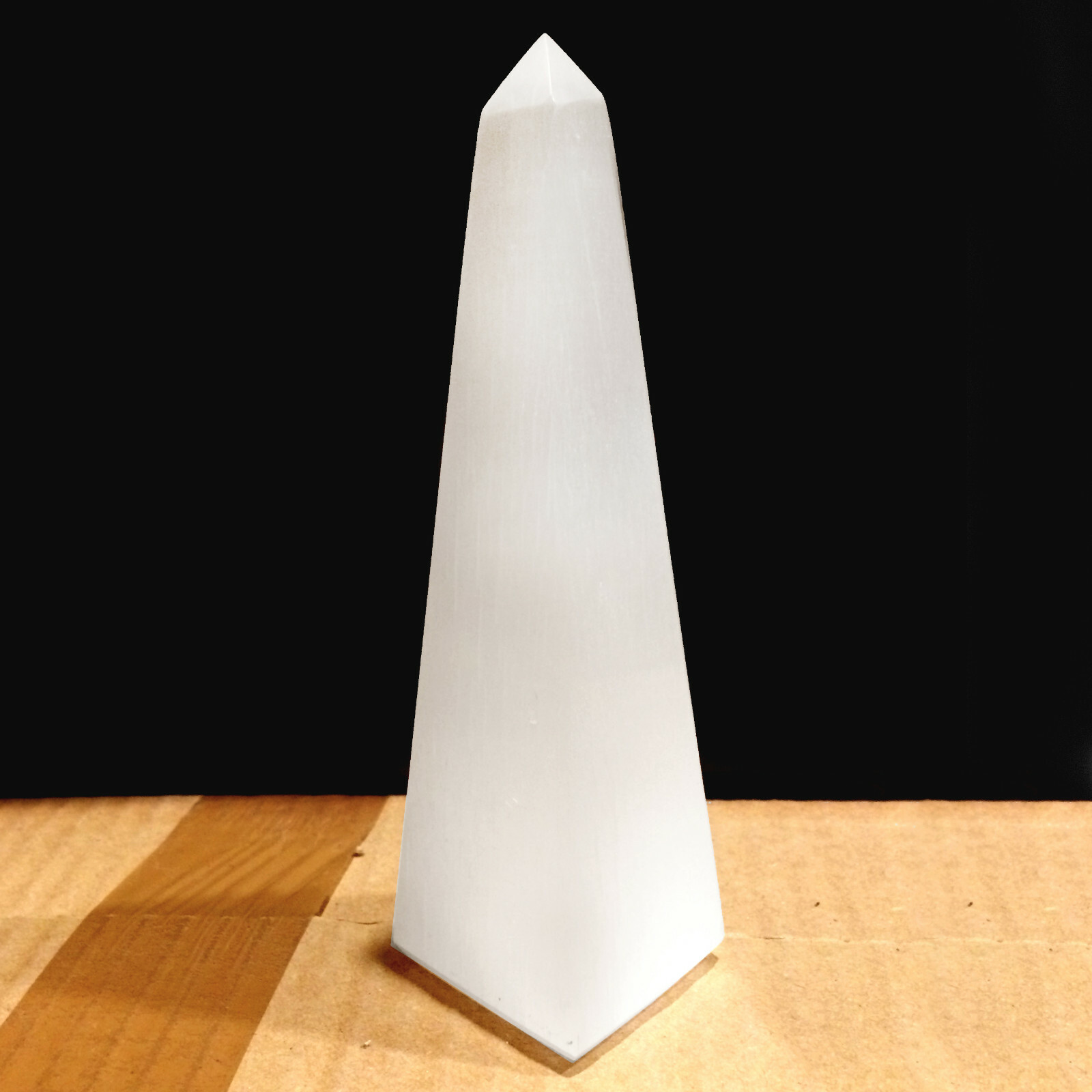 Large SELENITE TOWER 8″ inch Crystal Obelisk Morocco Natural Carved Heal Energy