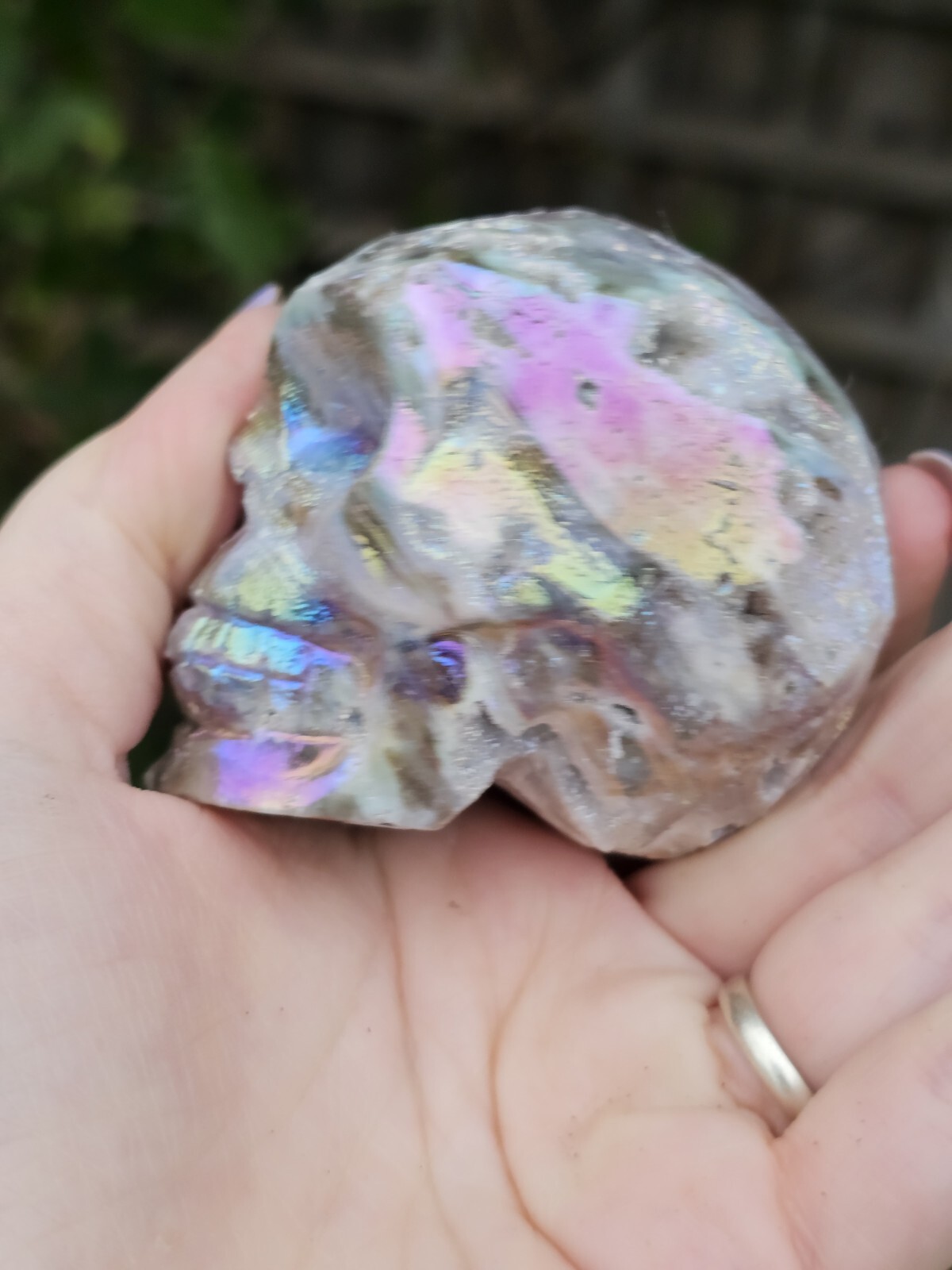*SALE* Druzy Titanium Rainbow Aura sphalerite crystal Skull Angel Aura
