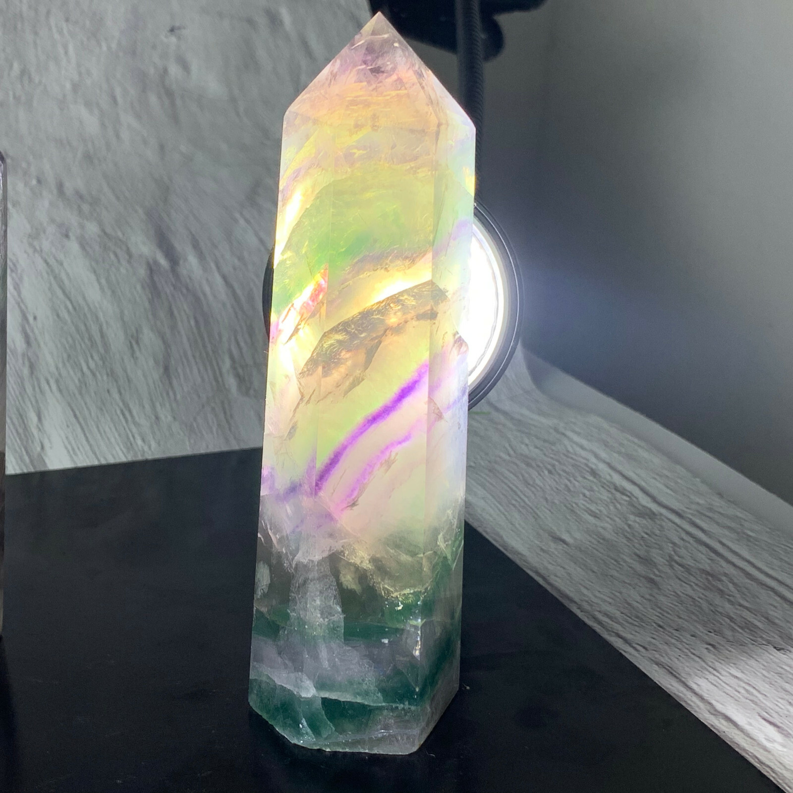 350g-500g Natural rainbow fluorite quartz crystal obelisk wand point healing 1PC