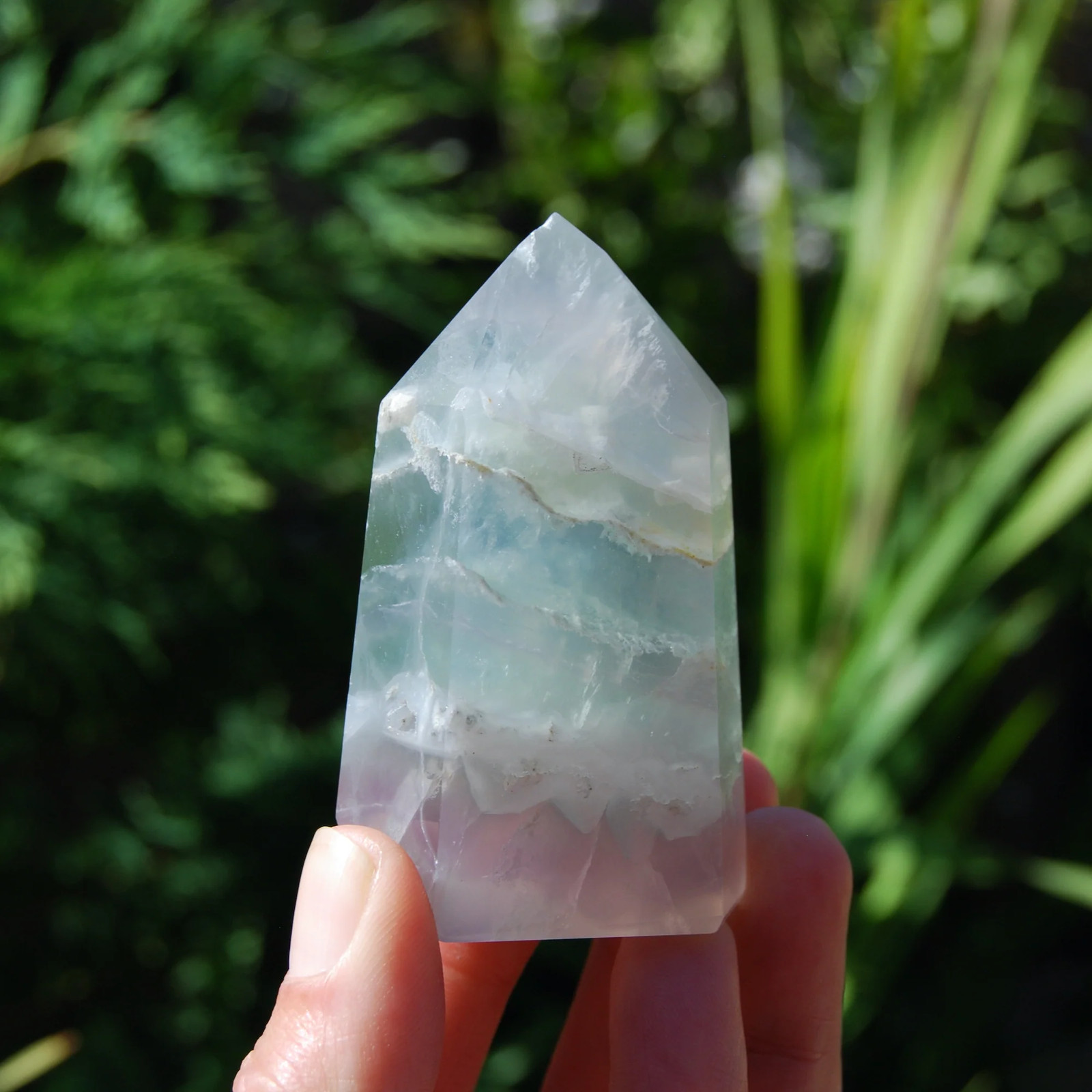 SALE was 125 | 3in 167g Yttrium Fluorite Crystal Tower, Lavender Fluorite, Argen