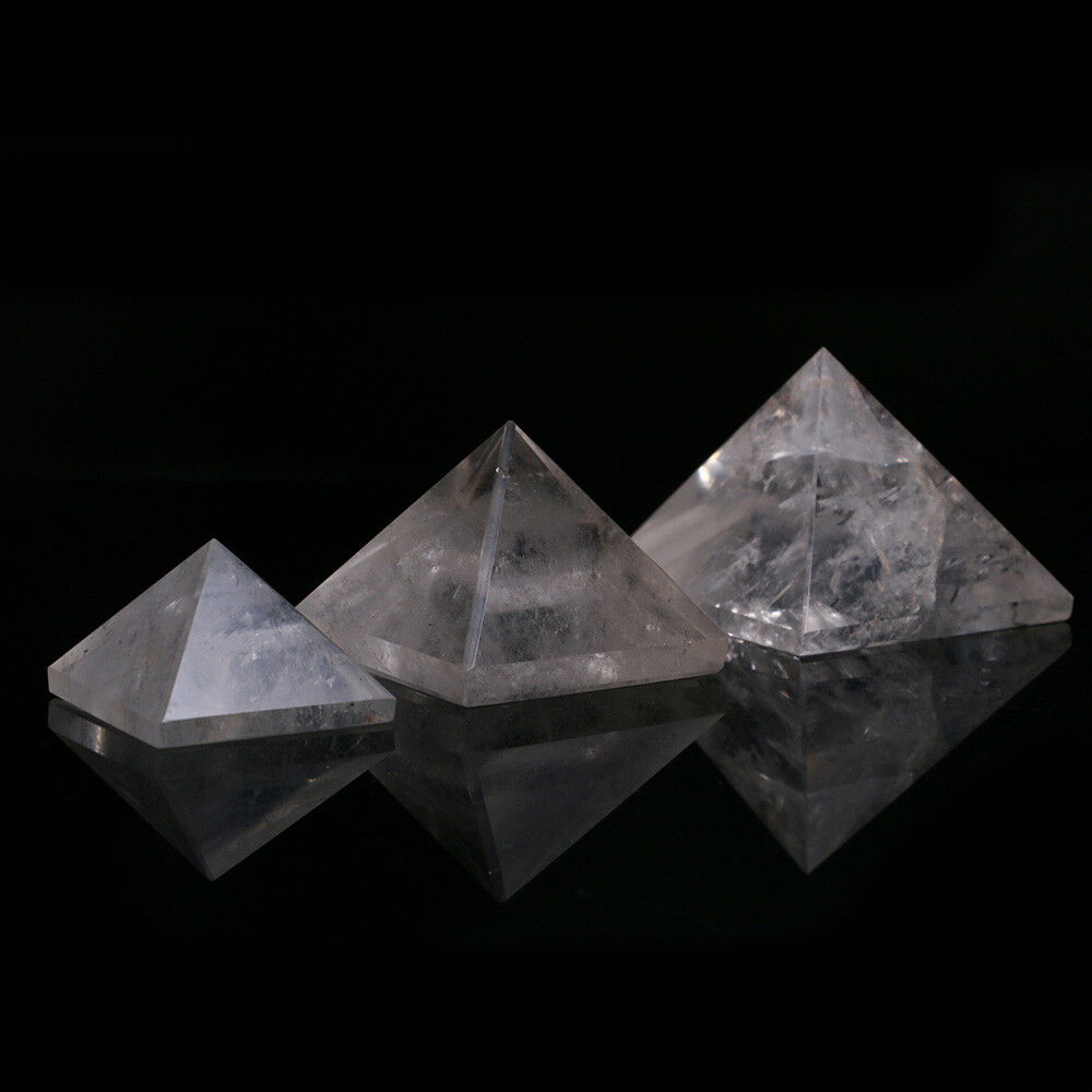 2-6cm Natural Egyptian Pyramid Clear Quartz Crystal Triangle Cone Healing Stone