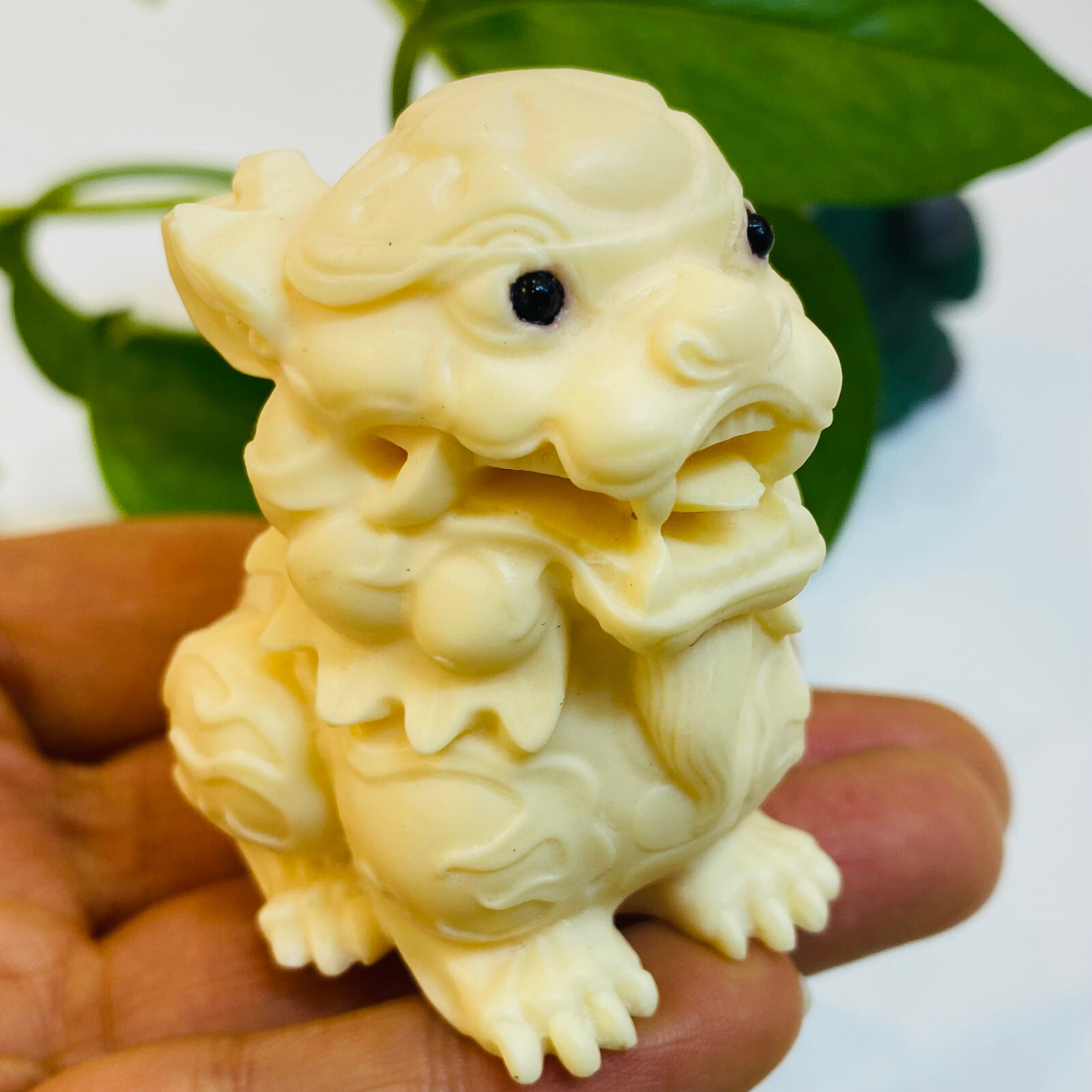 2″+ Natural Genuine Tagua Nut Hand Carved Kirin Decoration reiki healing 1pc