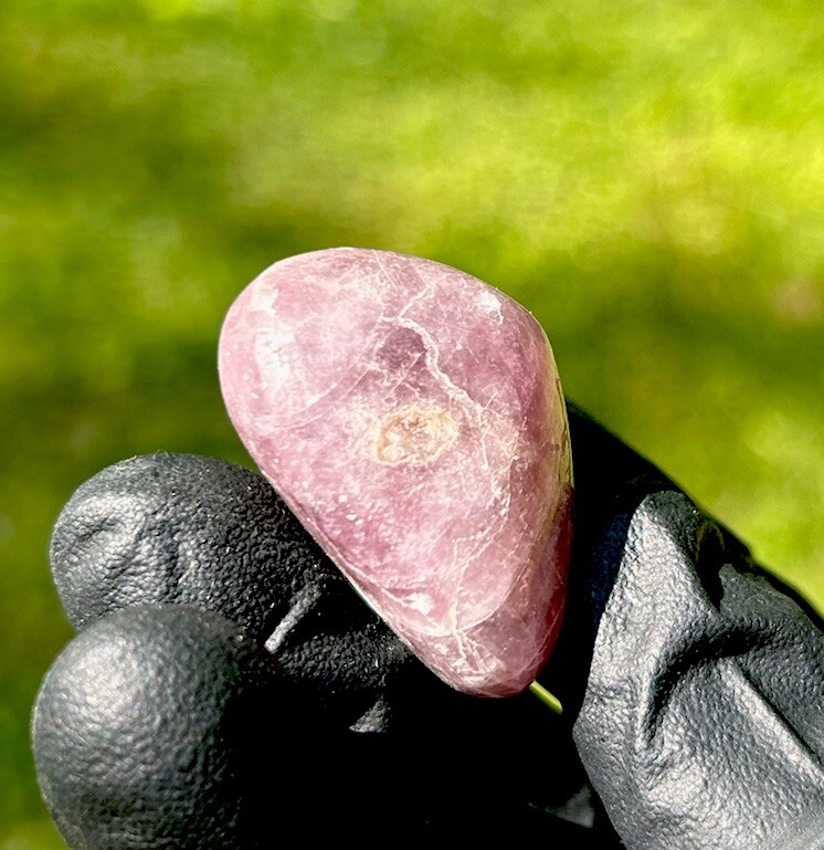 Handmade Polished Purple ANGELITE ANHYDRITE Rare Crystal Palm Stone MADAGASCAR