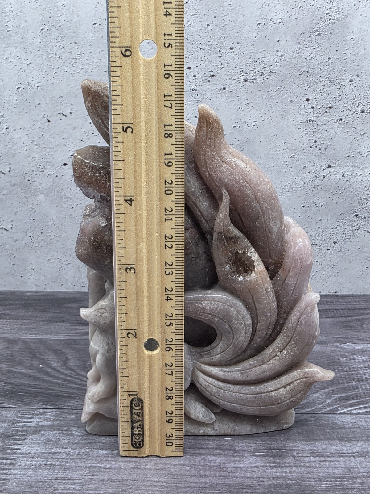 Pink Amethyst Druzy 9 Nine Tailed Fox Hand Carved Crystal Sculpture 2lb 10oz