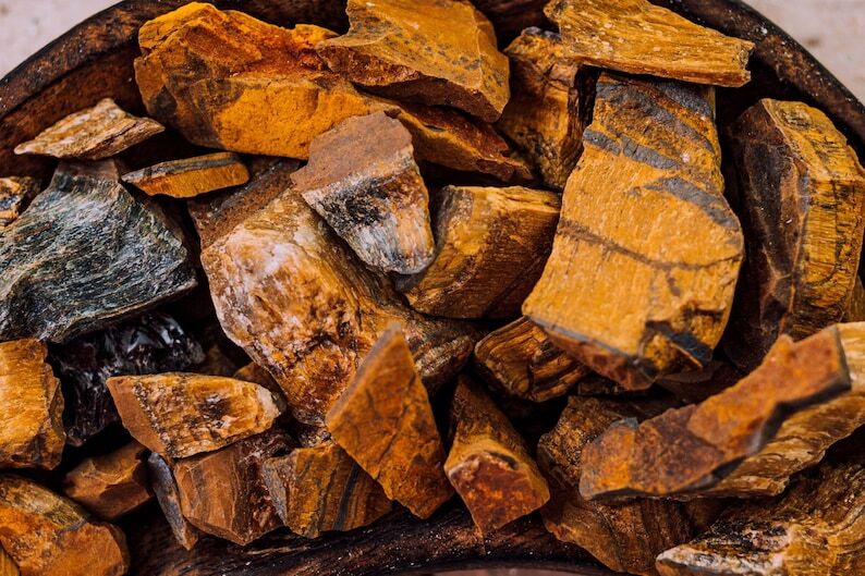 Bulk Raw Tigers Eye Crystal Rough Gem Stones by Pound for Tumbling Healing Reiki
