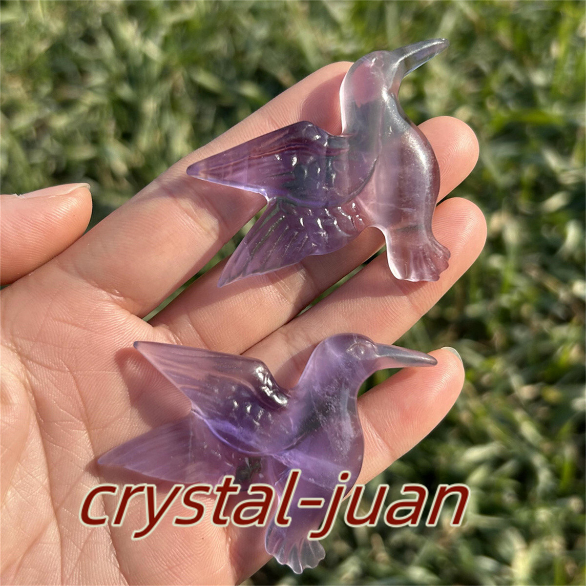 2″+ Natural Fluorite humming bird skull Carved Quartz Crystal skull Reiki heal