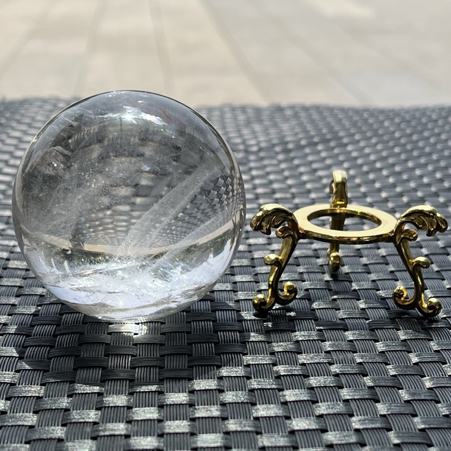 Natural Transparent Clear Quartz Sphere Big Rainbow Flash Crystal Specimen