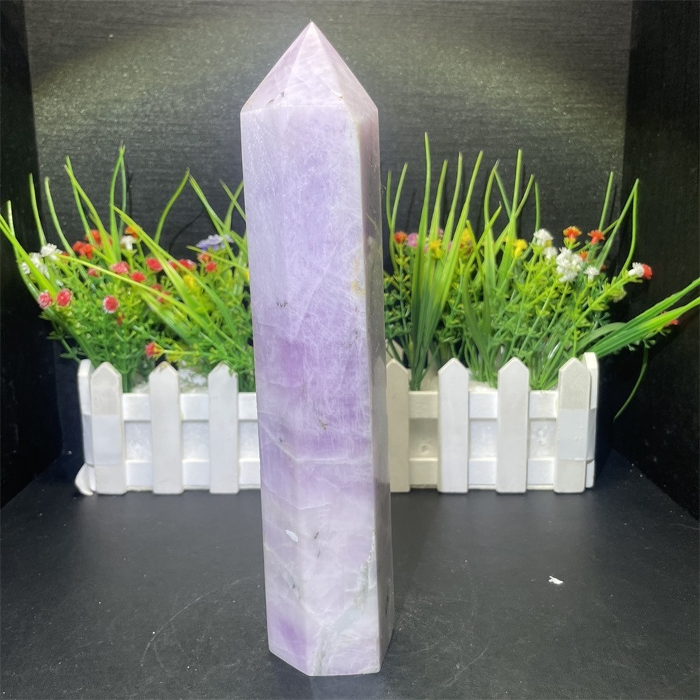 2.2LB9 ” Natural Kunzite Obelisk Tower Crystal Quartz Healing Energy Reiki