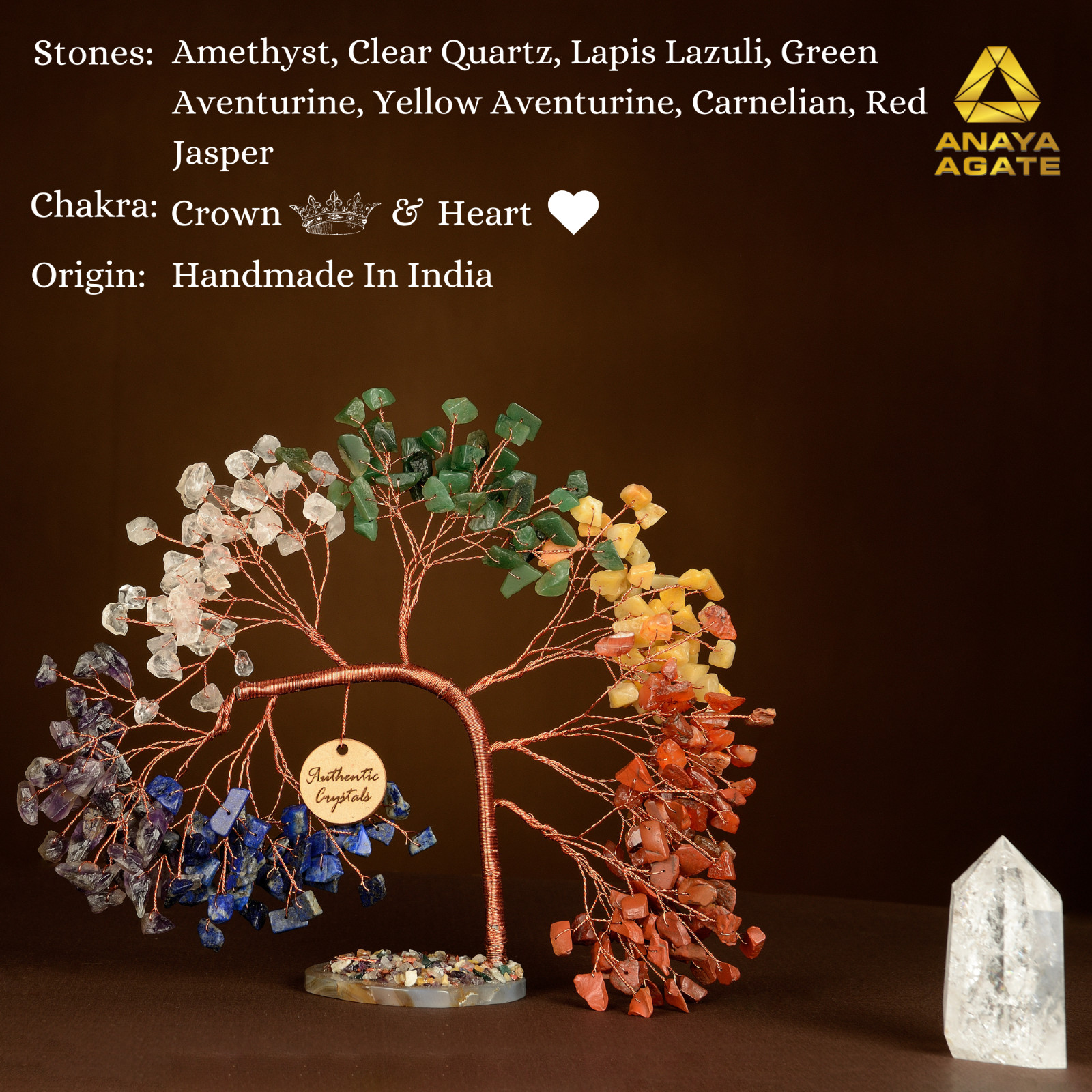 7 Chakra Crystal Tree of Life for Home Office Decor, Crystals and Healing Stones