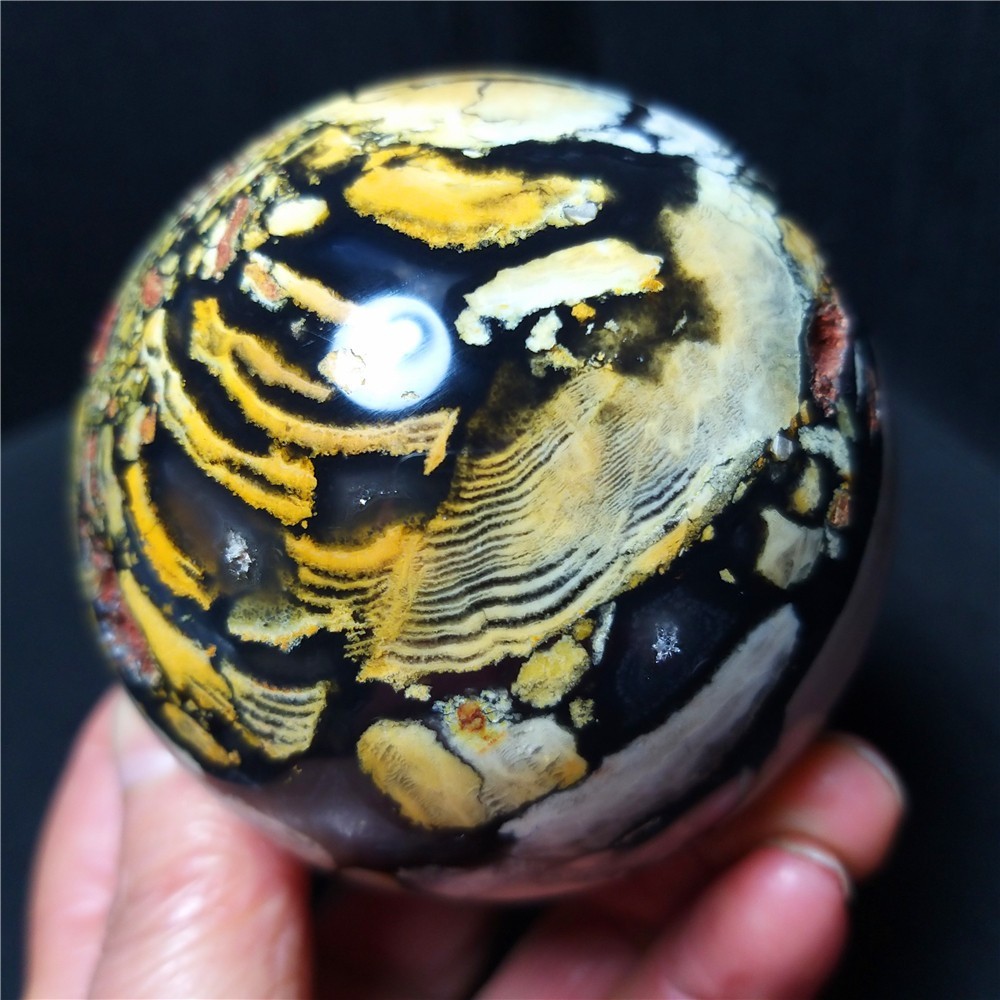 RARE 420G Natural Beautiful Colorful Agate Stone Sphere Ball Healing Aa4548