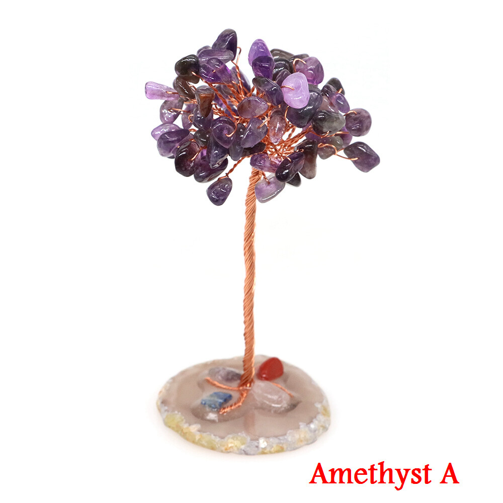 Lucky Wealth Tree Natural Crystal Gravel Stone Healing Feng Shui Home Decoration