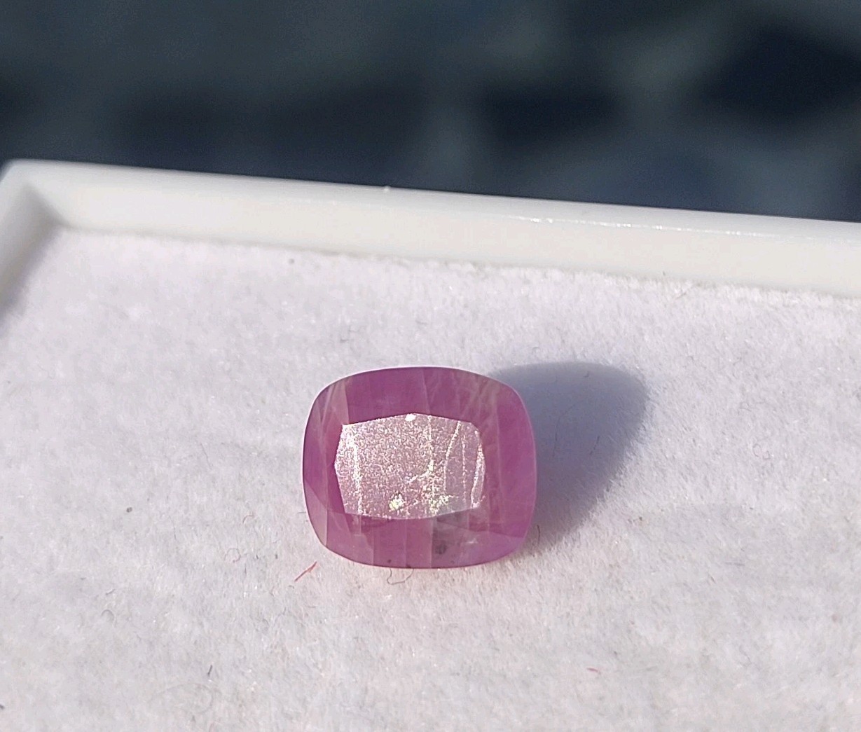 3 ct Natural Flourscent Ruby (Corundum) Spectacular Gemstone – Cushion Cut