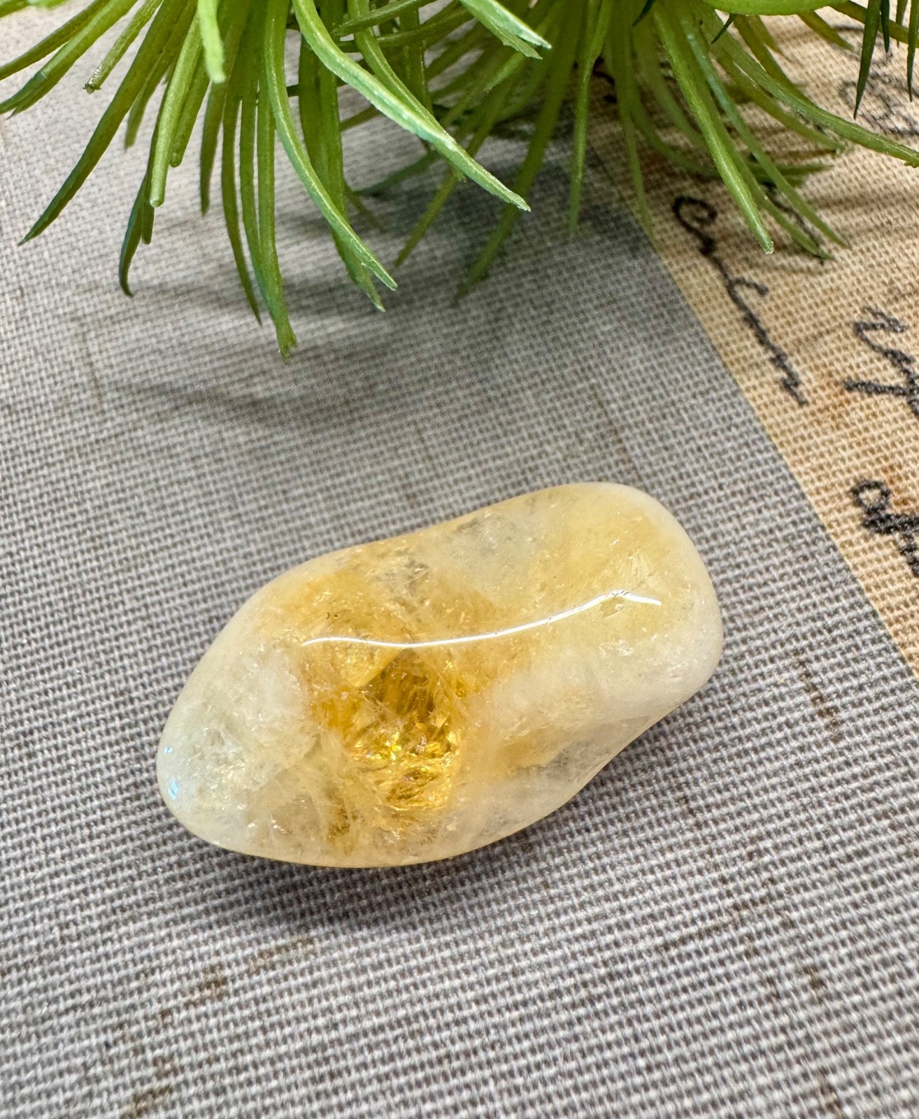 New Tumbled Natural Brazilian Yellow Citrine Crystal Point Pocket Stone