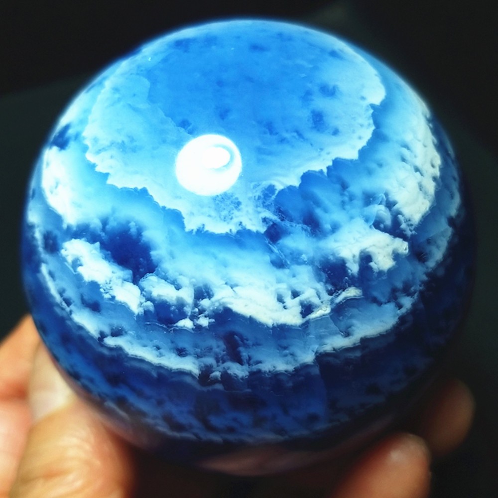 RARE 408.5g 61mm Natural Purple Fluorite Cloud Layer Crystal Ball Healing A4850