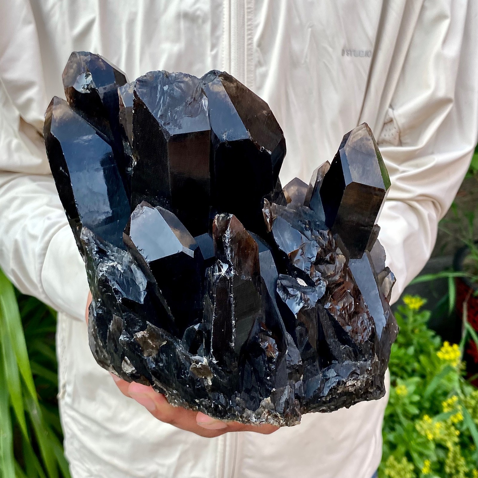 7.16LB Natural Black Smoky Quartz Crystal Cluster Raw Mineral Specimen