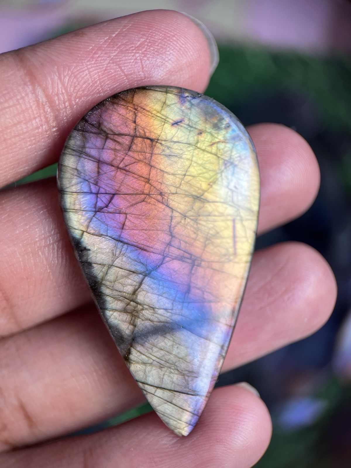 48 MM Spectrum Labradorite Palm Pocket Stone Crystal Gemstone Specimen 9.50 g