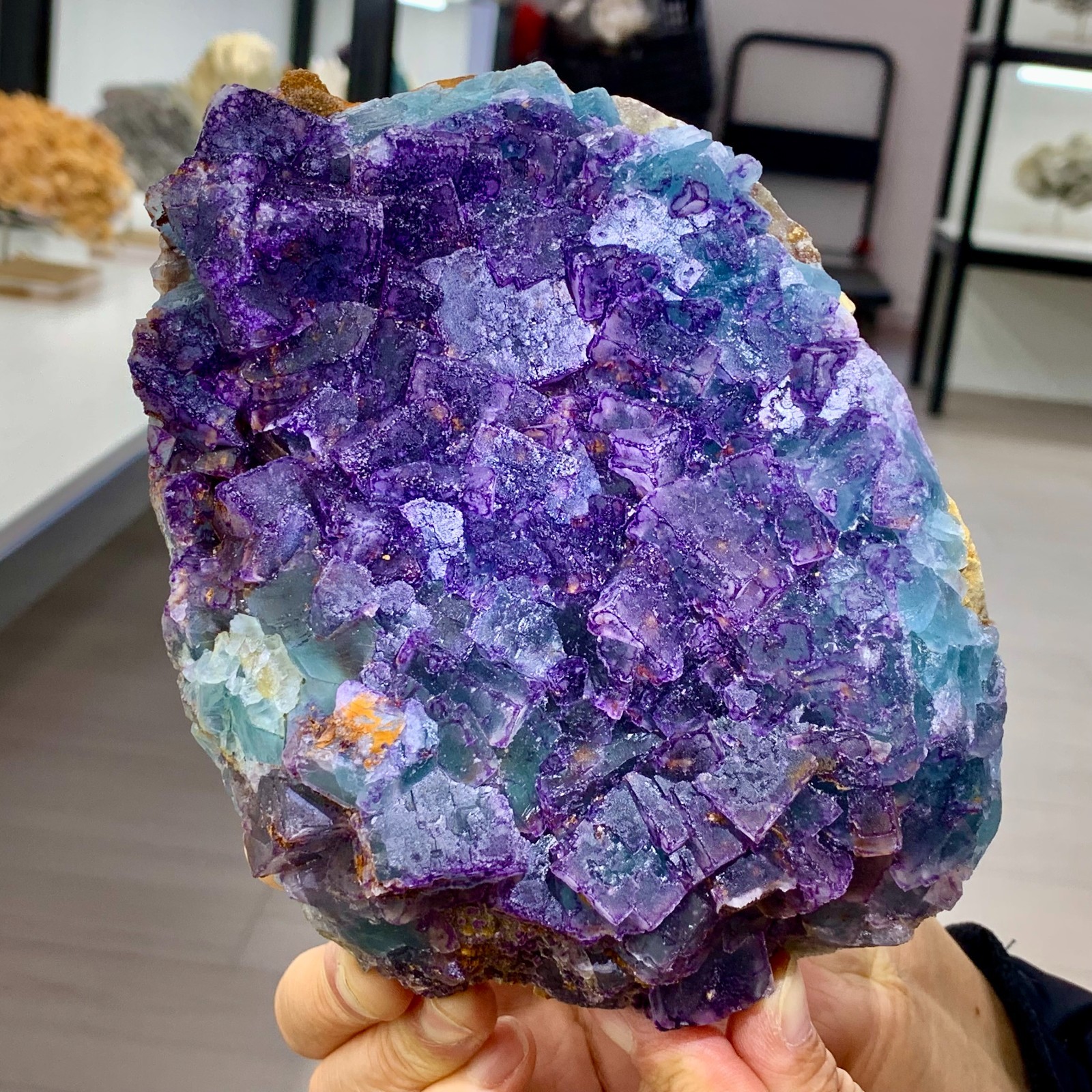 3.52LB Rare transparent purple-blue fluorite cube mineral crystal sample/China