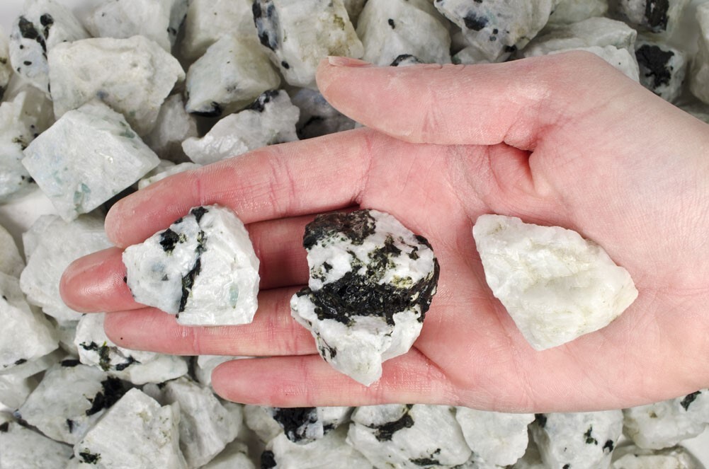 3 lbs Rainbow Moonstone Rough Stones – Natural Crystal Mineral Rock Tumbling