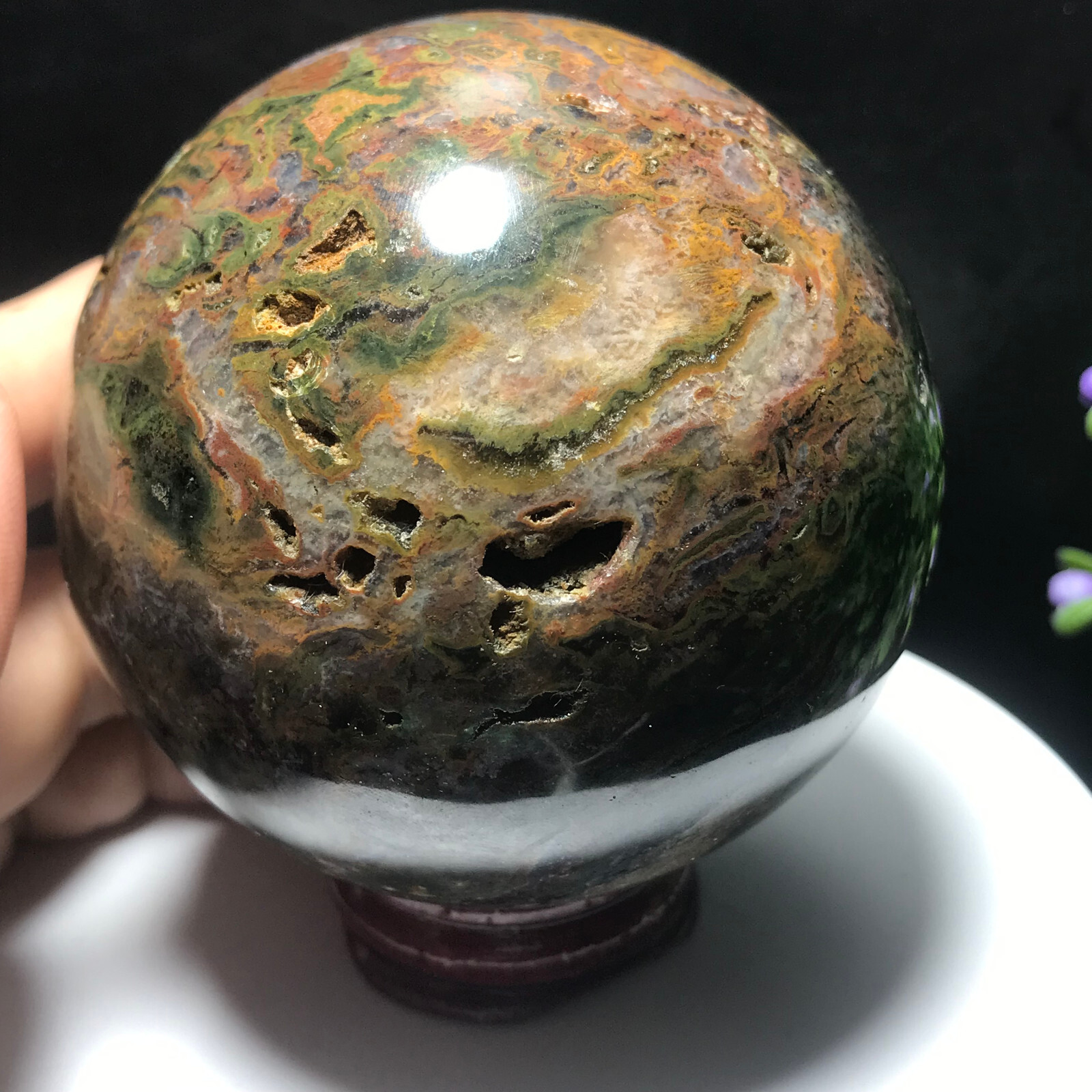 515g 73mm Colourful Ocean Jasper Quartz Crystal Ball Specimen Healing 63