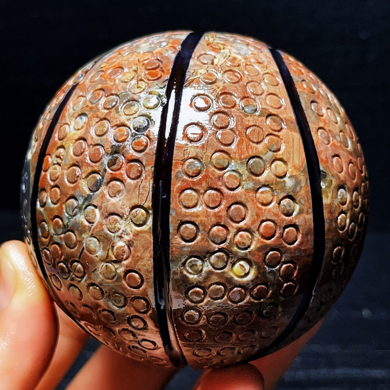 TOP 715G Natural Polished Basketball Agate Sphere Crystal Ball Healing L2314