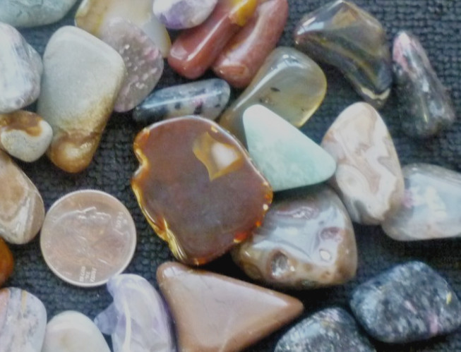Mix Tumbled Polished Agates, Quartz, Jasper, Crystals – Bulk 1 lb Lot Average 1″