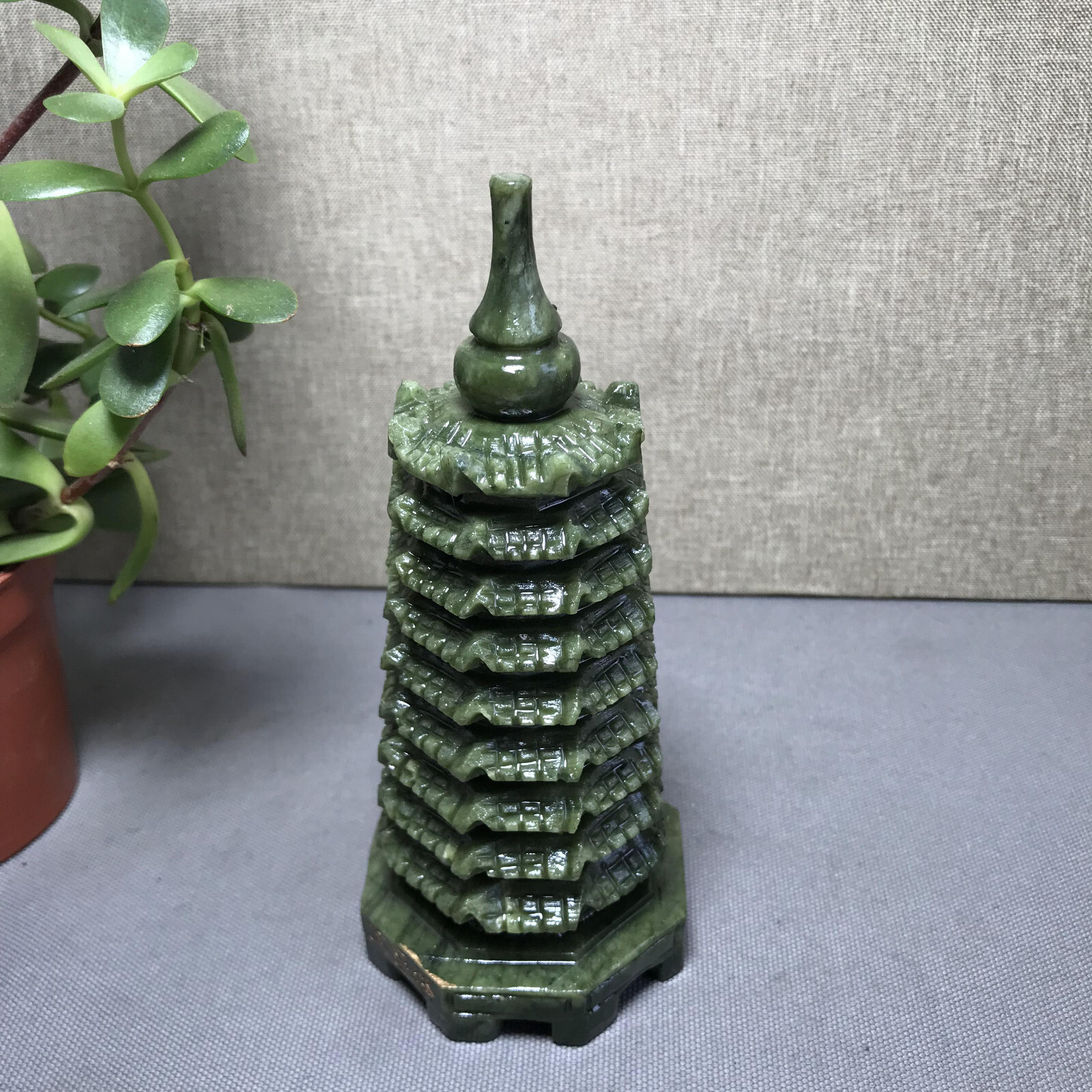 Rare Natural Afghanistan Jade Carving Wenchang Pagoda tower Statue 142mm 410g