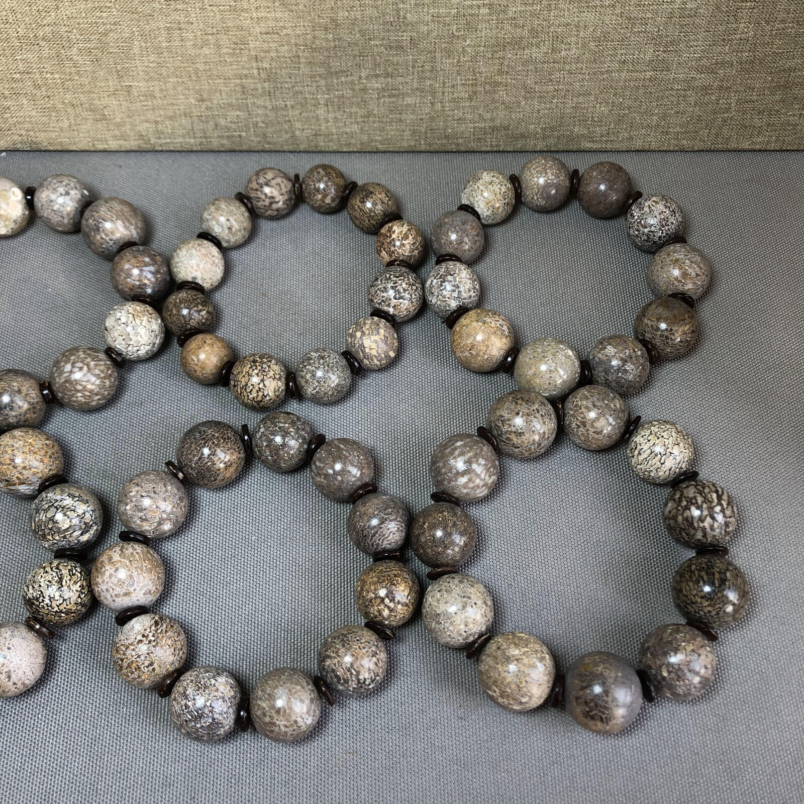 6Pcs Natural polished dinosaur bone bracelets specimen Madagascar 17-18-19mm