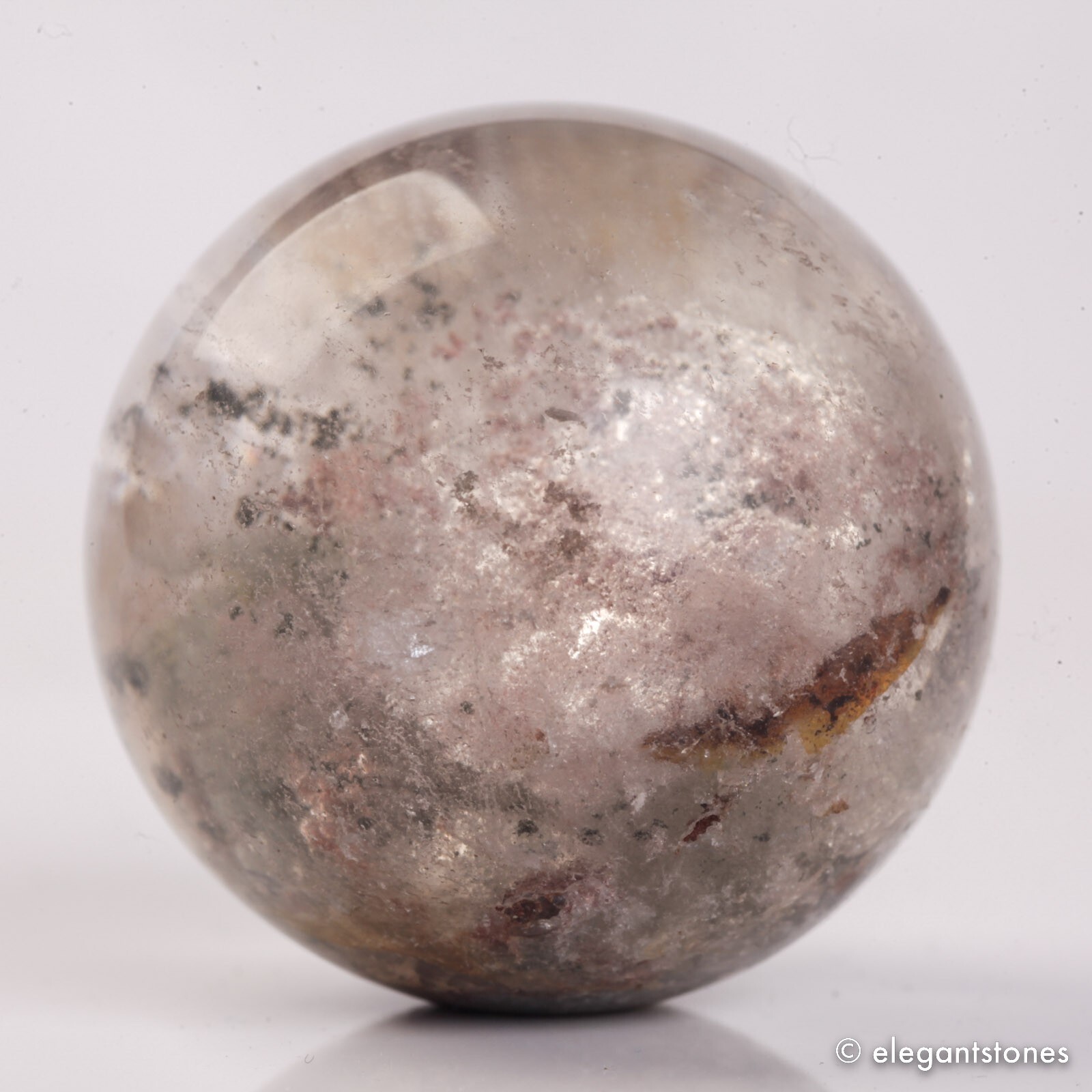 52g33mm Natural Garden/Phantom/Ghost/Lodolite Quartz Crystal Sphere Healing Ball