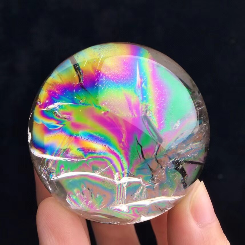 Top Natural Clear Quartz Sphere Rainbow Crystals Ball Healing 170g/5cm
