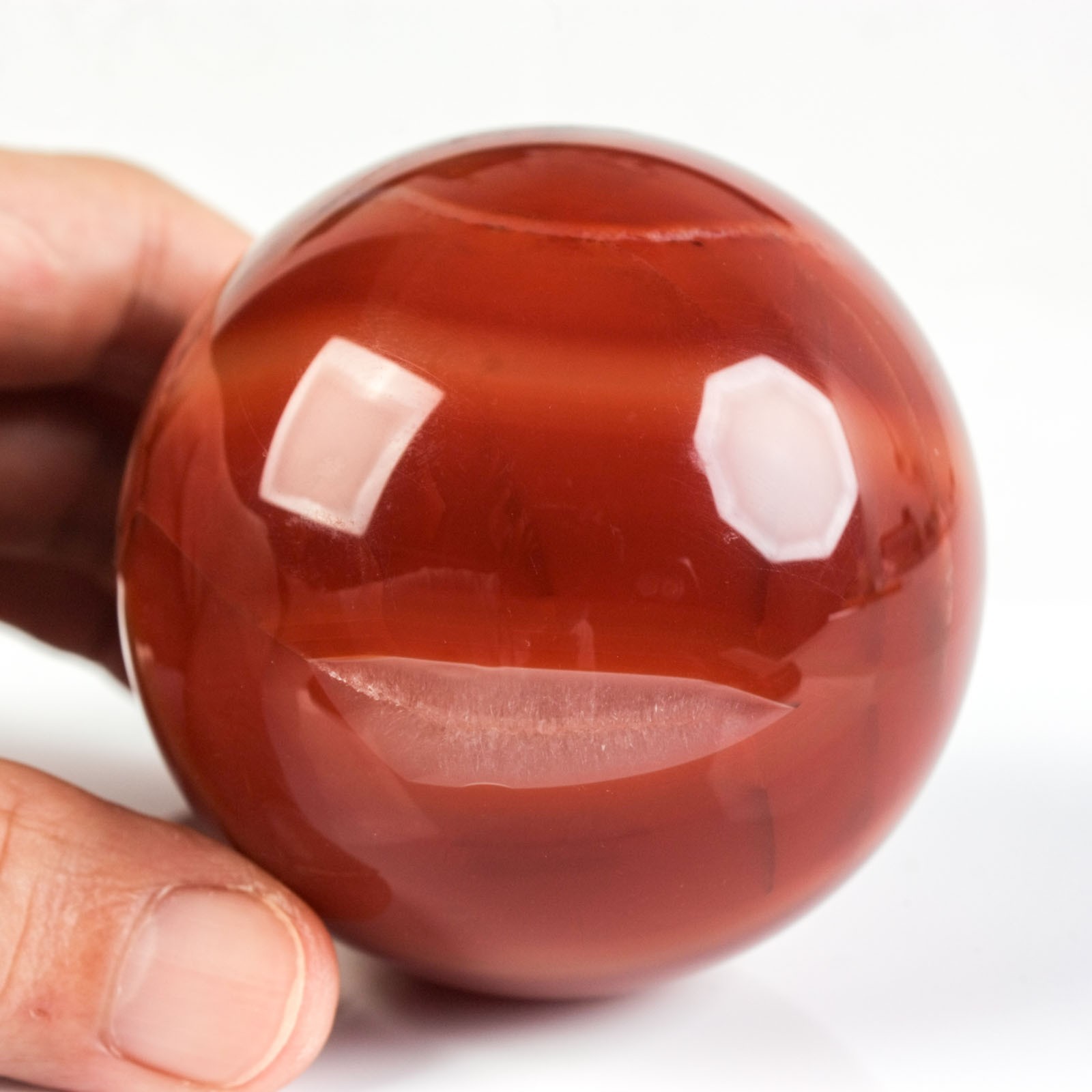 2.6″ 12.98oz Banded Carnelian Agate Sphere Crystal Ball Natural Mineral Specimen