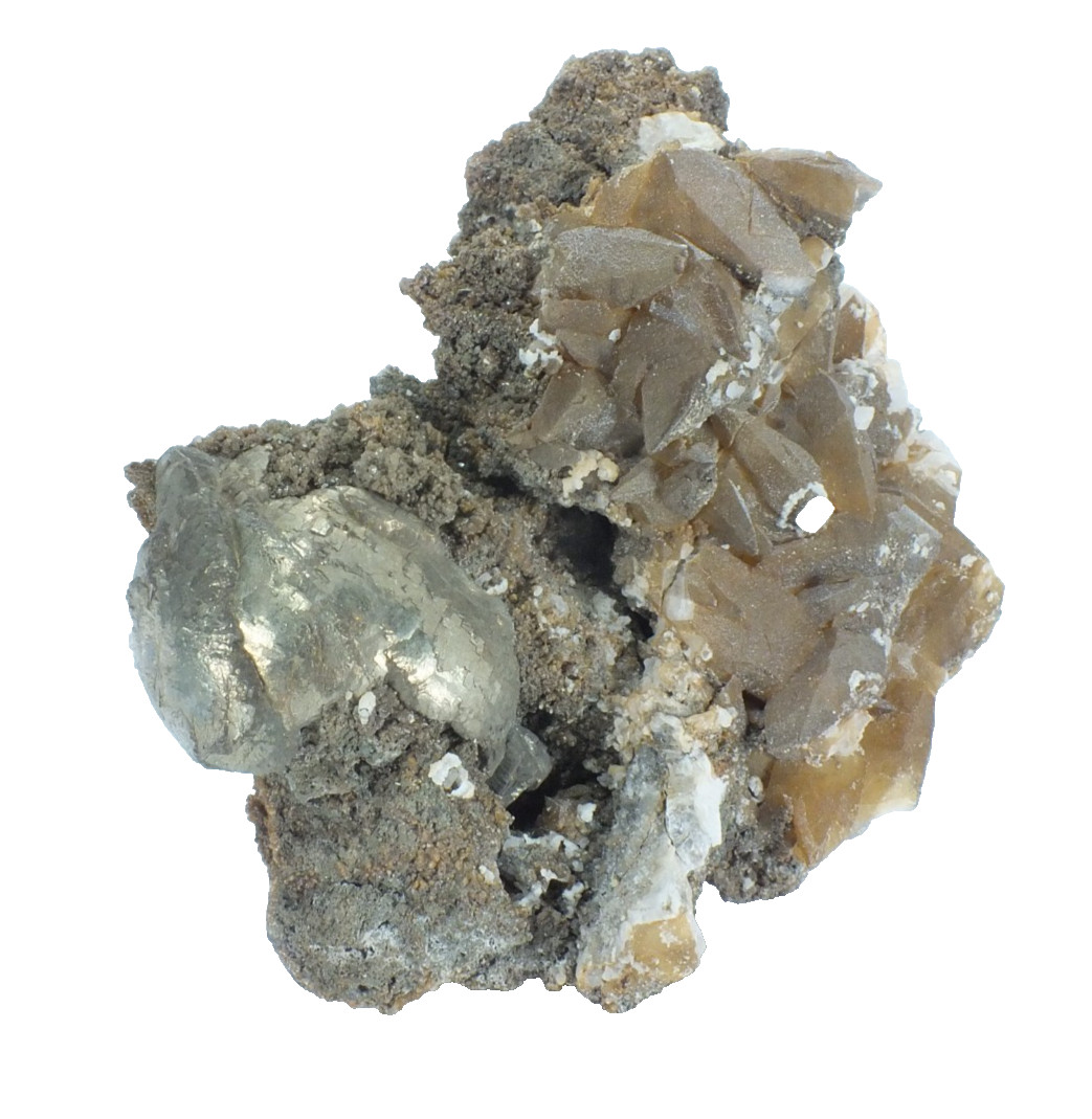 Pyrite with Calcite Crystals Zinc Corp Mine Broken Hill NSW Australia (EA11026)