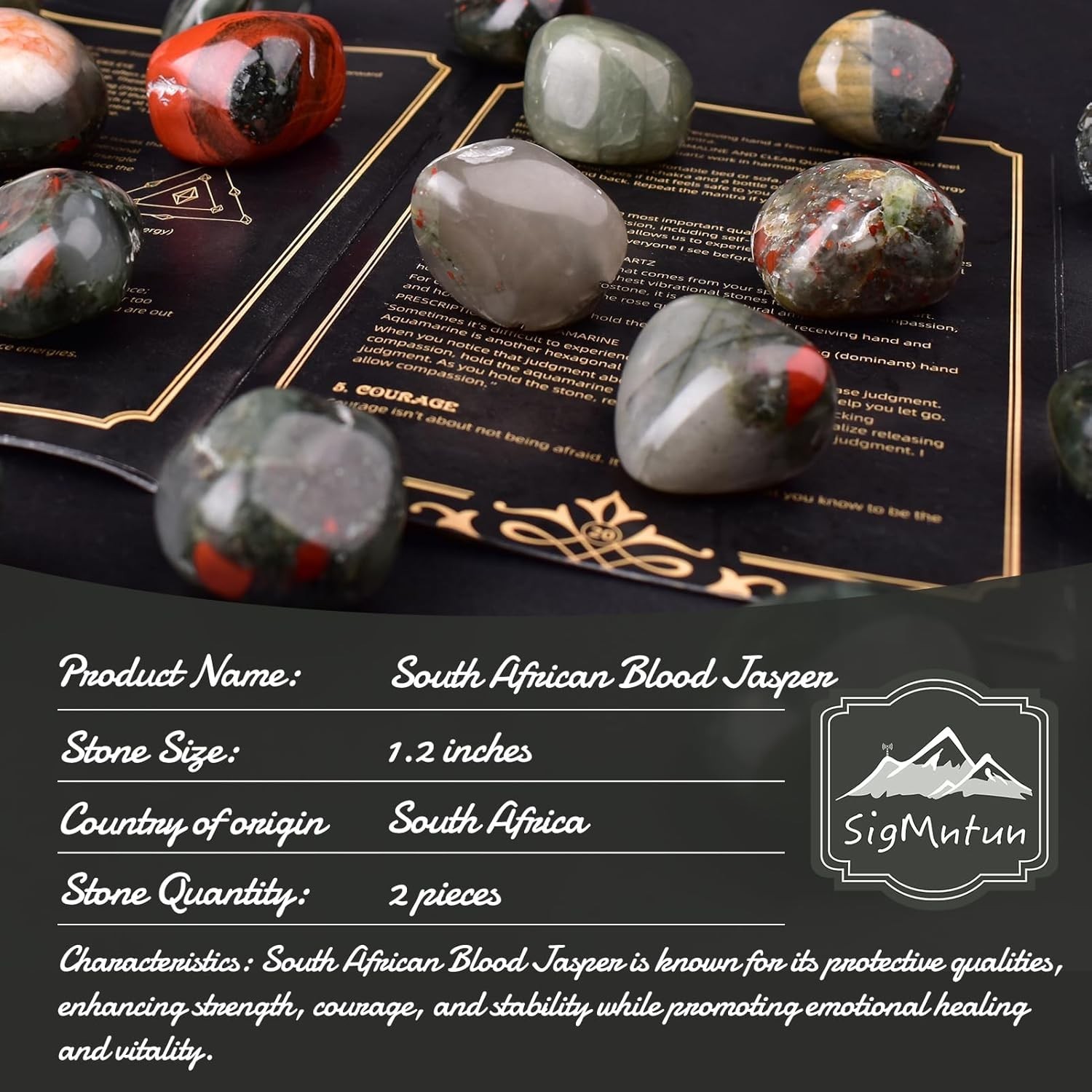 2Pcs Bloodstone Jasper Palm Stone Rock Crystal Healing Reiki Polished Worry