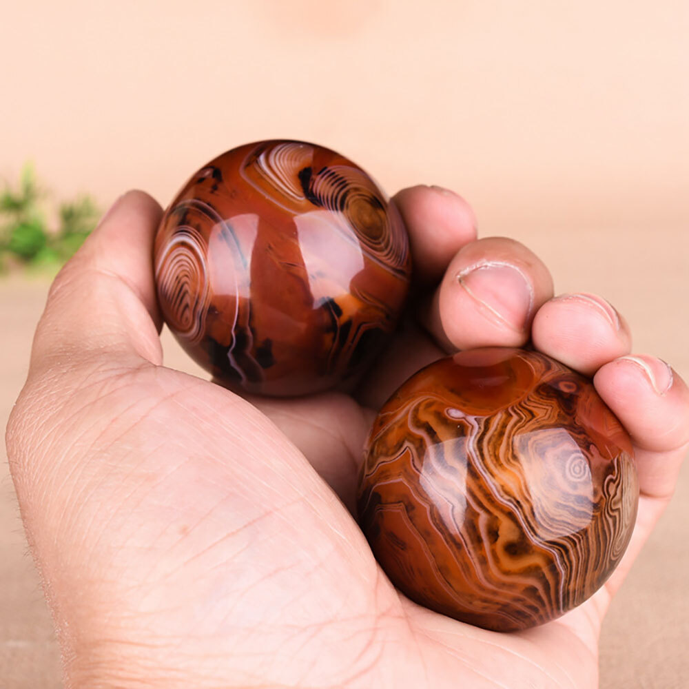 2Pack Natural Silk agate ball Quartz Crystal Sphere Ball Reiki Healing Gemstone