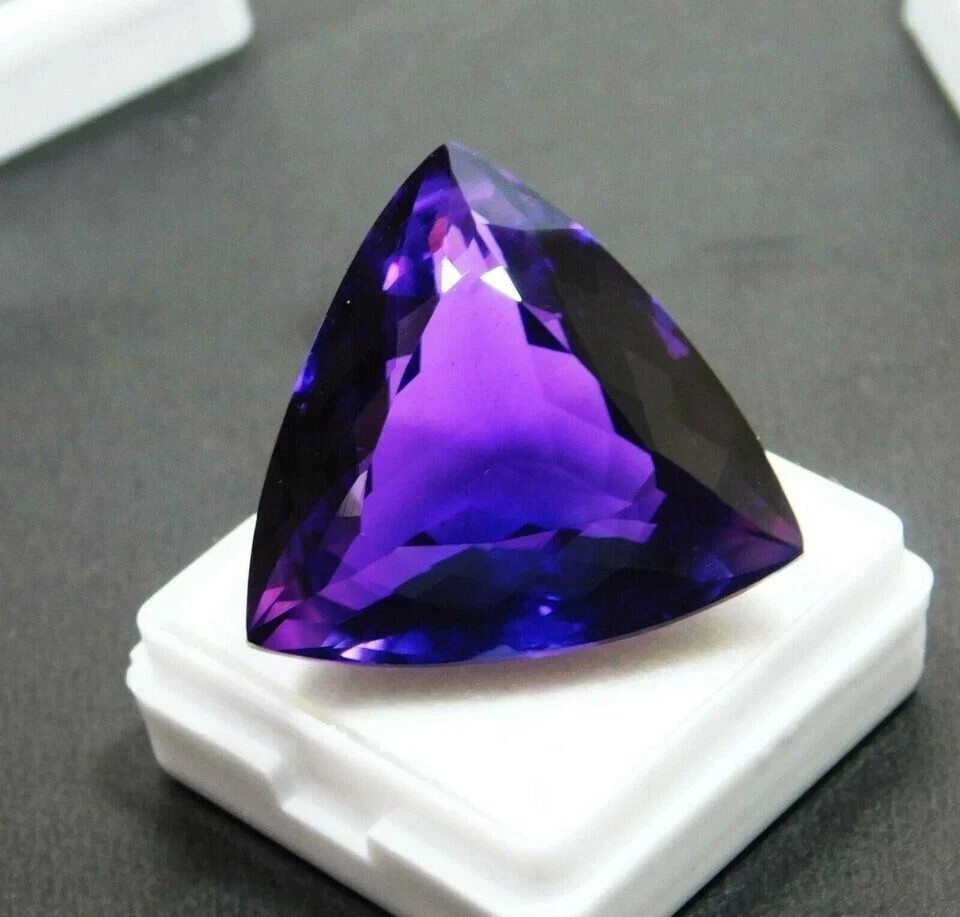 100 CT Natural Purple Amethyst Trillion Cut Certified Huge Gemstone Brazil