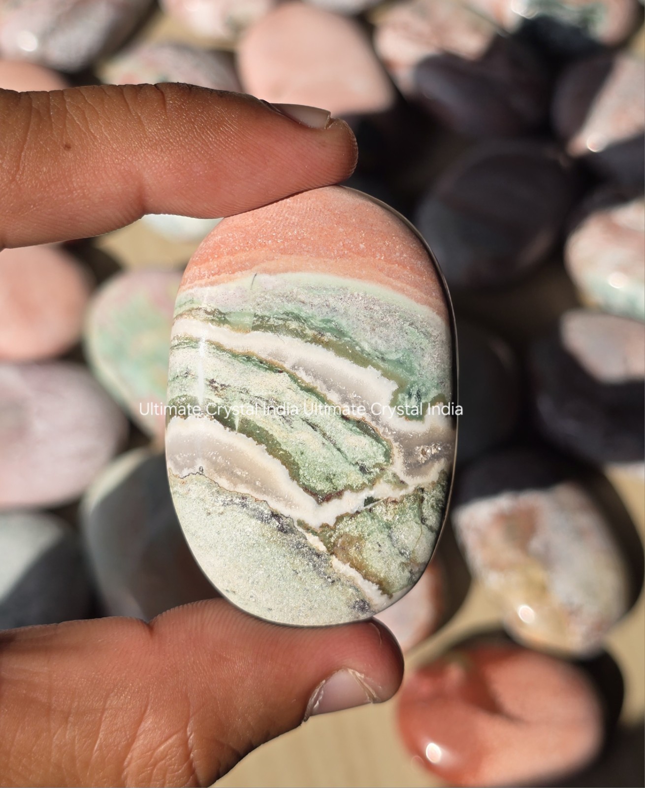 Unicorn Jasper Palm Stones: Self Love, Heart Chakra, Healing Crystal, Gift
