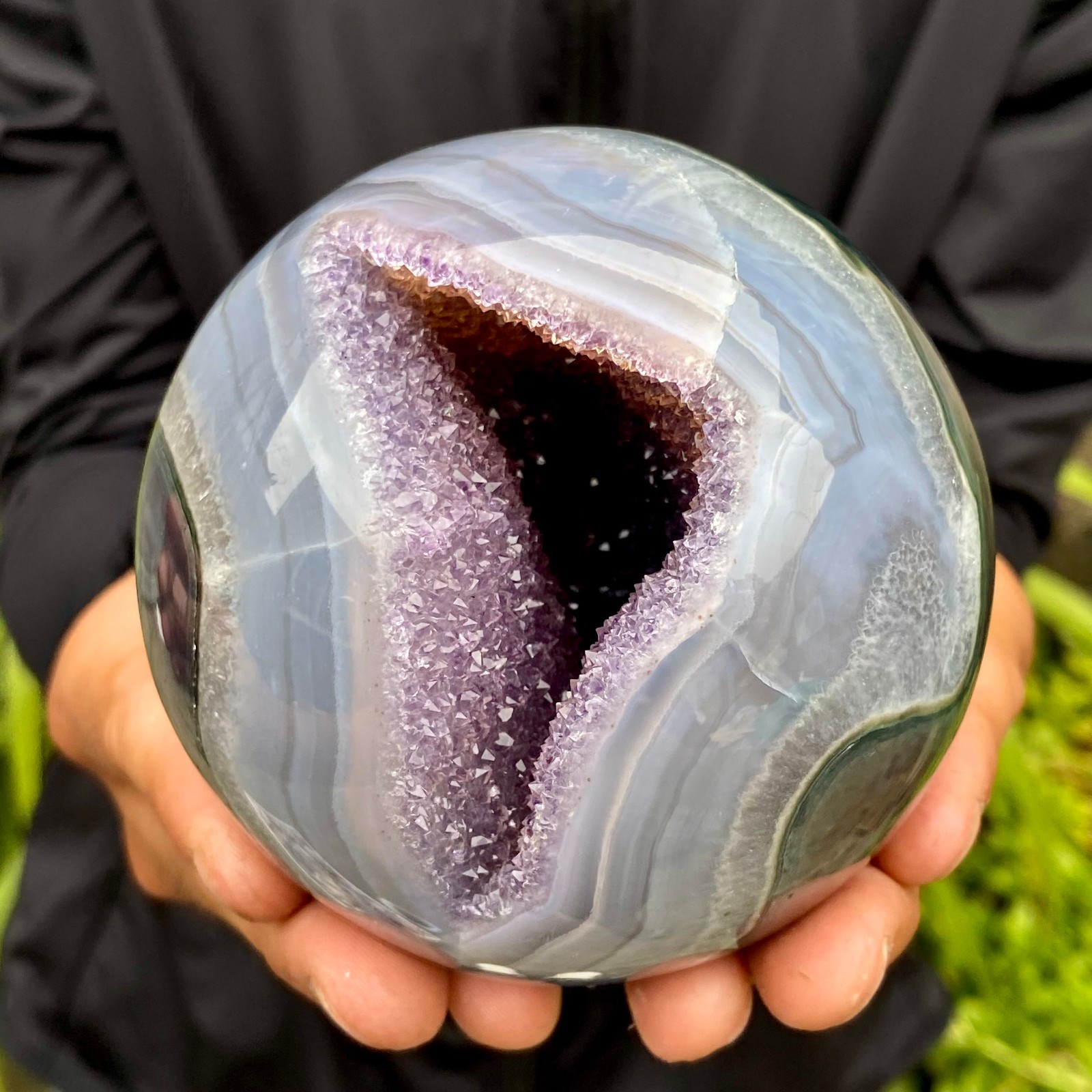 2.06LB Natural Amethyst Agate Ball Quartz Crystal Sphere reiki healing gem