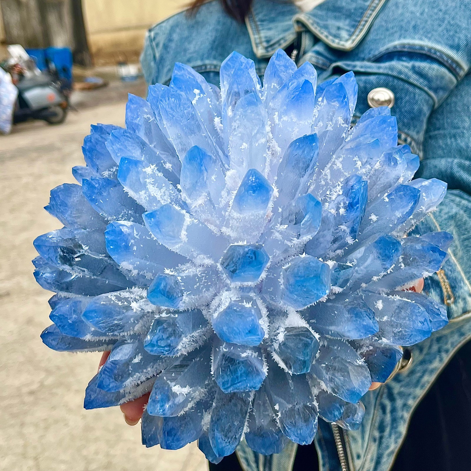 11.9LB eatiful blue Tibetan Ghost phantom Quartz Crystal Cluster Specimen