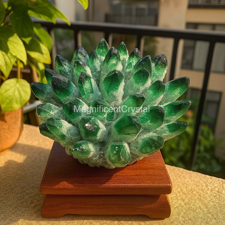 500G Rare Large Raw Green Ghost Crystal Cluster Natural Rough Reiki Quartz Decor