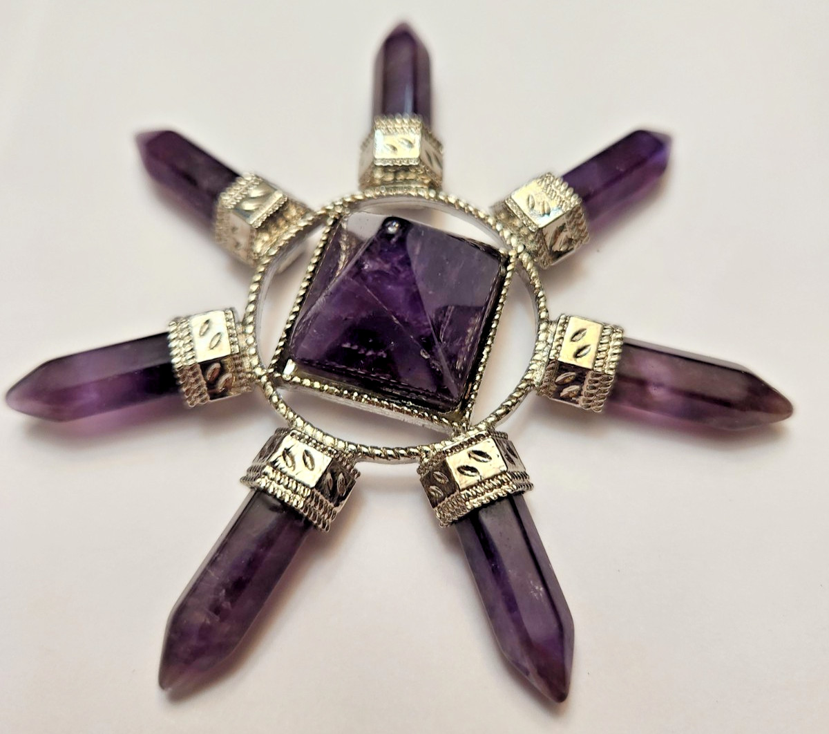 Natural Amethyst Pyramid Quartz Crystal 7 Obelisk Energy Generator mineral 1PC