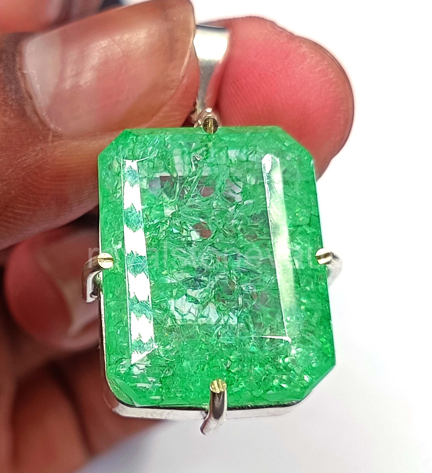 Natural Green Emerald 83.10 Ct Pendant Emerald Cut 925 Silver IGL 5JOY