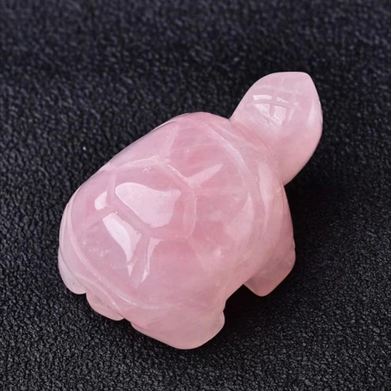 Natural Rose Quartz Crystal Carved Tortoise Reiki Gemstone Turtle Figurine Gift