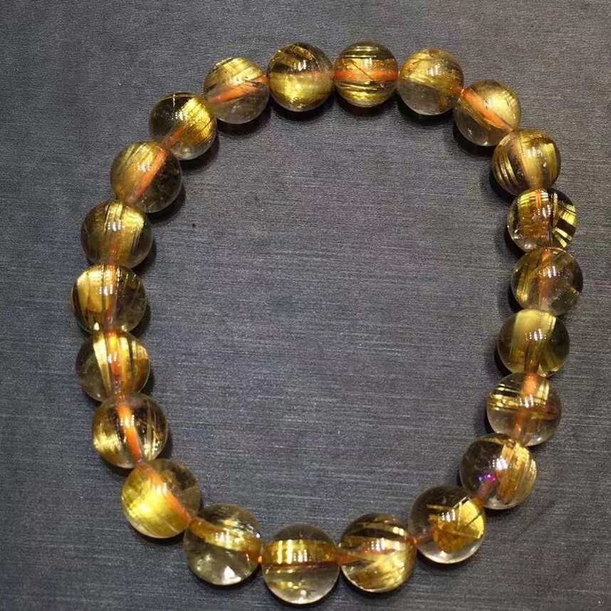 Fashion Design Natural Gold Rutilated Quartz Round Beads AAAA 8.5mm