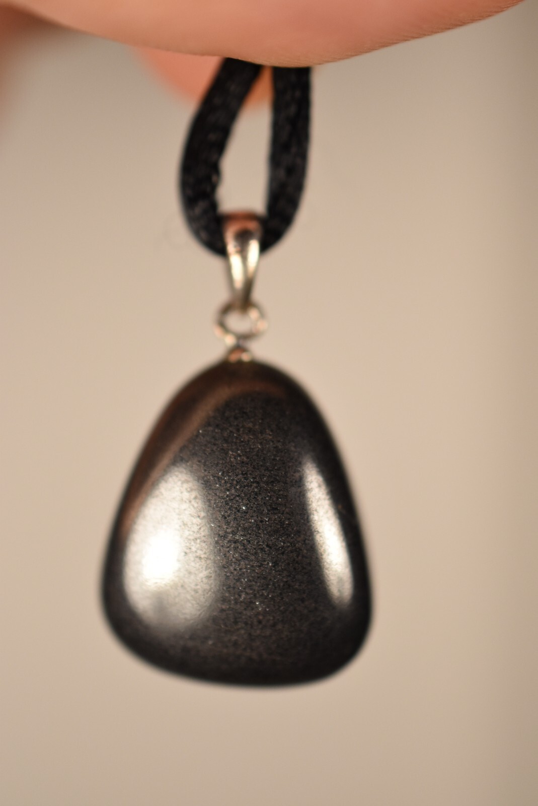 925 *HEMATITE* Pendant 2.4cm 9.7g +Cord Silver Natural Improves Relationships