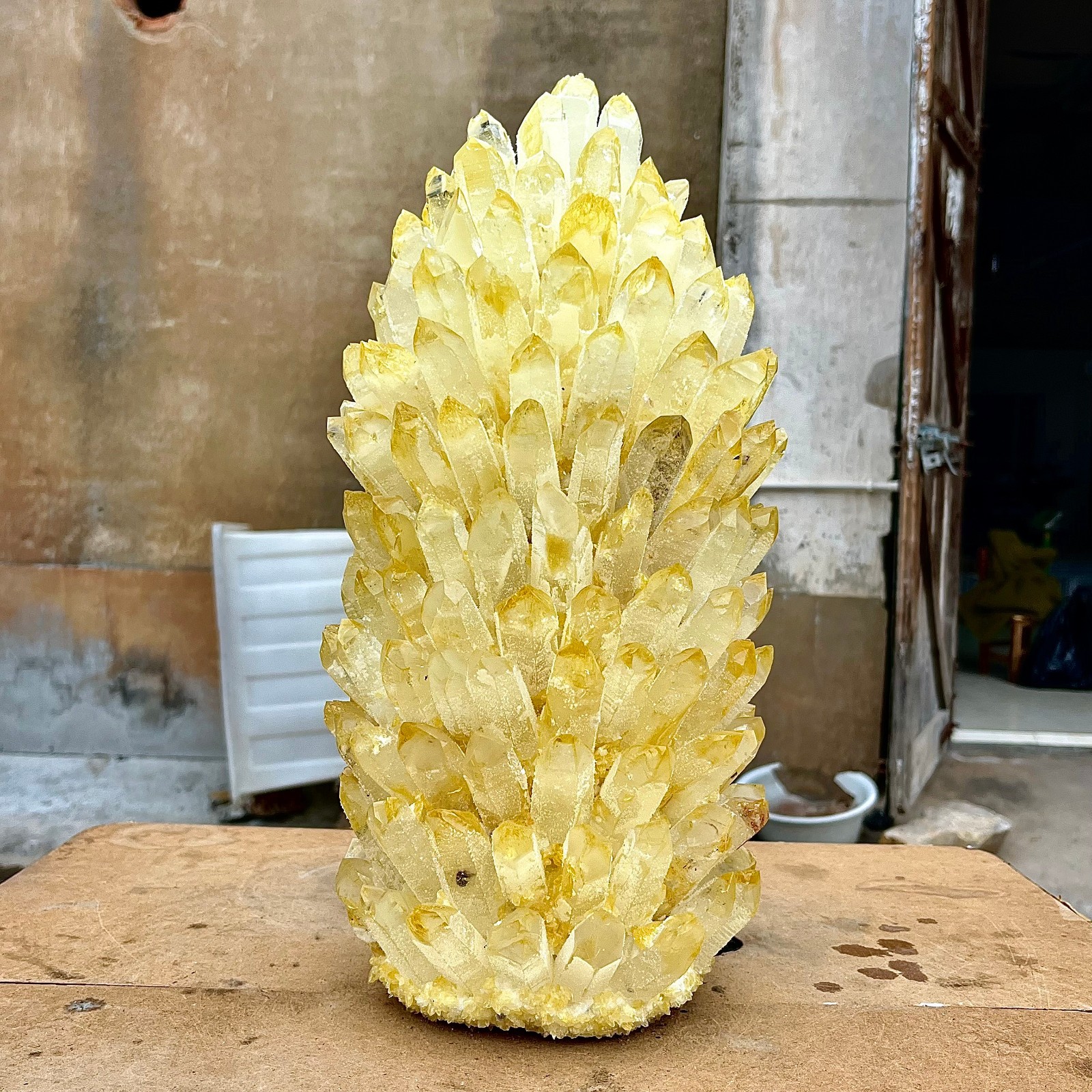 31.06LB Yellow Ghost Phantom Crystal Cluster Flower Raw Crystal Heal Quartz Deco