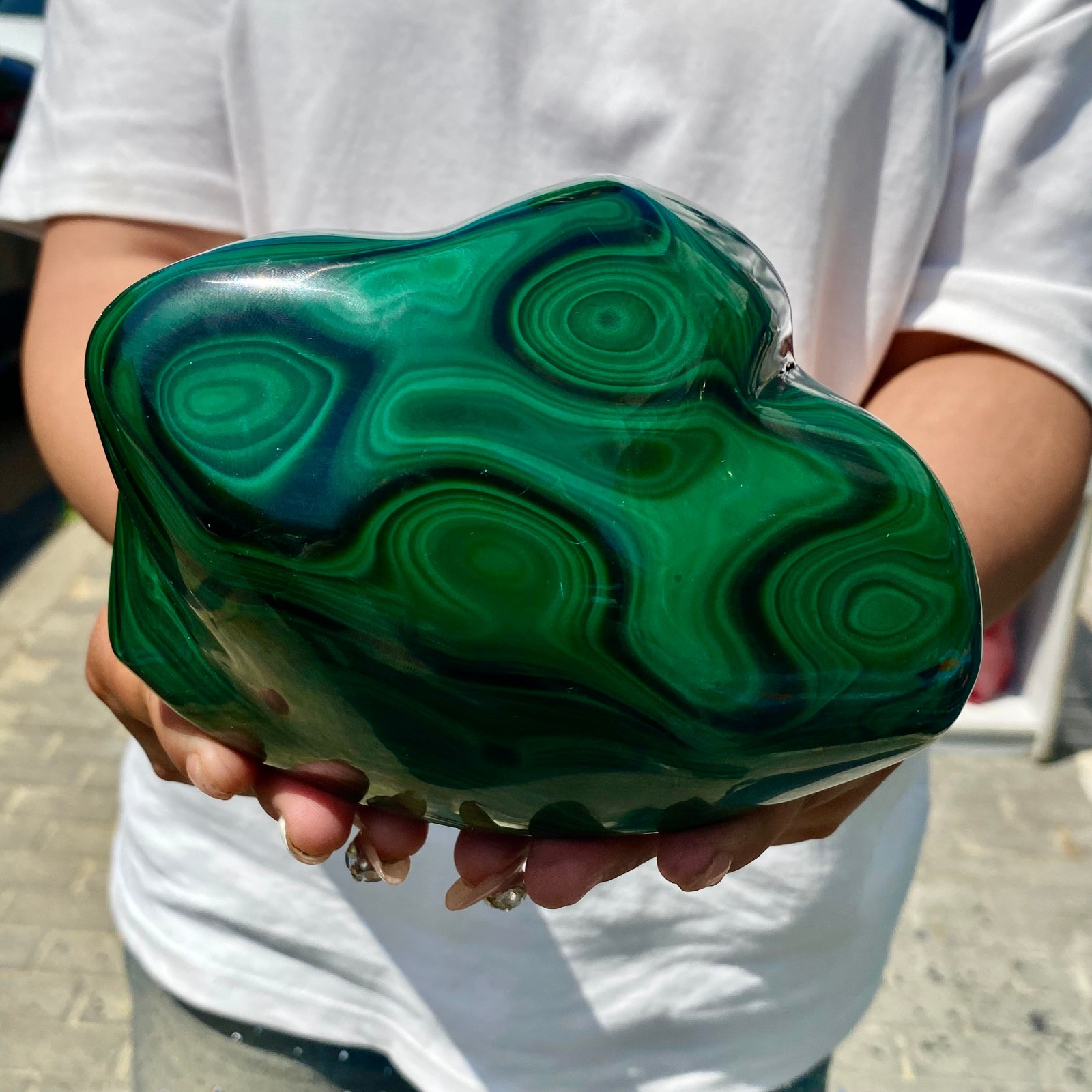 7.53LB Natural glossy Malachite transparent cluster rough mineral sample