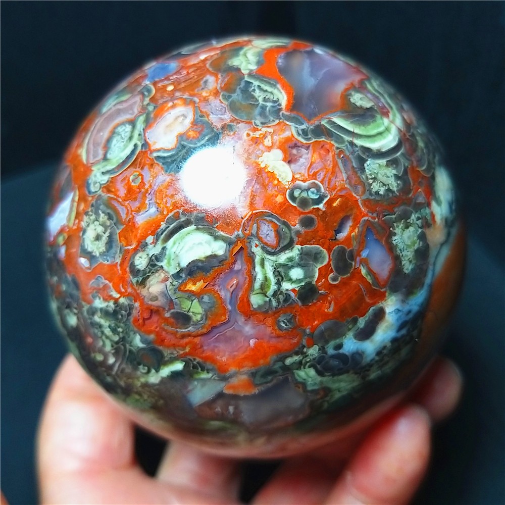 RARE 615.2g 76mm Natural Polished Colorful Agate Crystal Ball Healing A4894