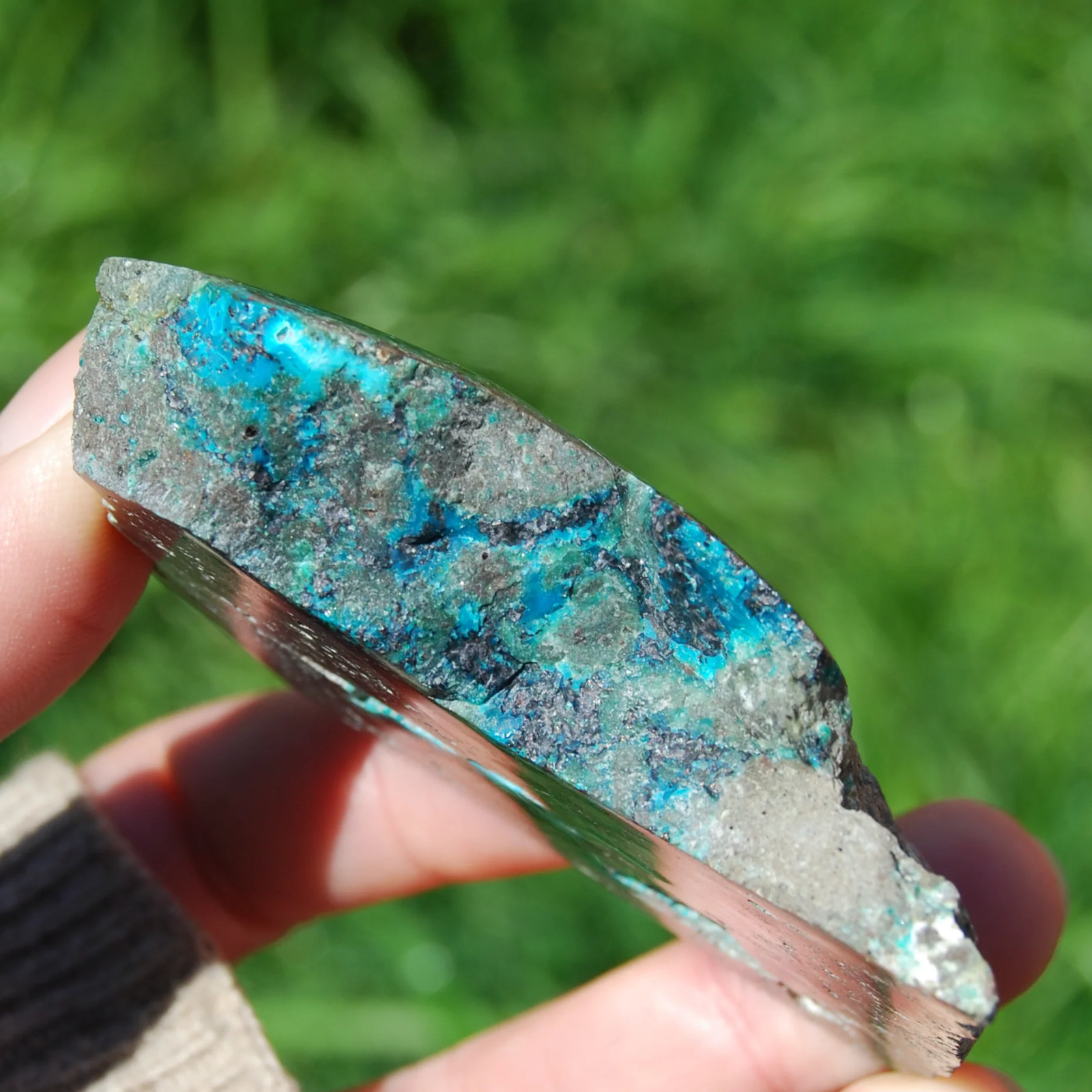 3in 109g RARE Native Copper in Chrysocolla Crystal Slab, Indonesia